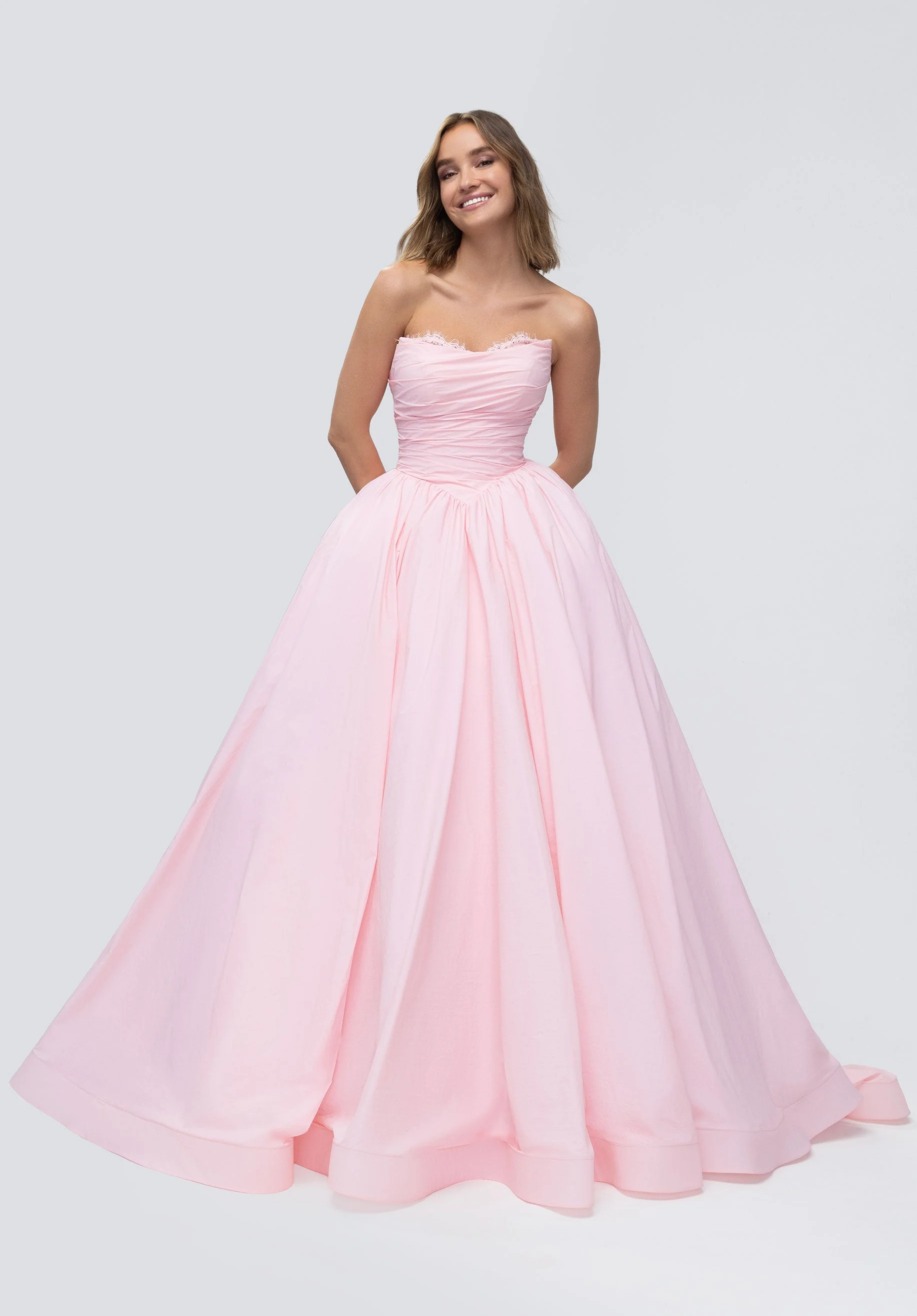 Chantilly Lace Peek-A-Boo Basque Waist Taffeta Party Dress