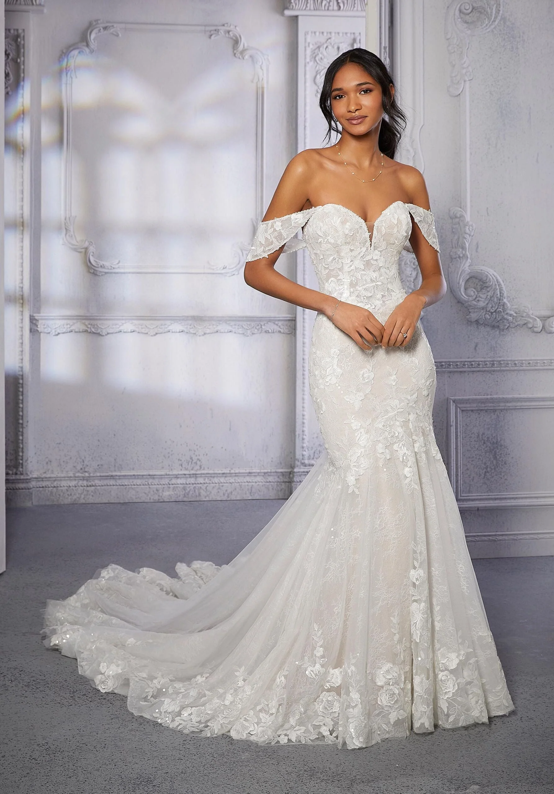 Chantilly Lace Sleeves with Beaded Trim