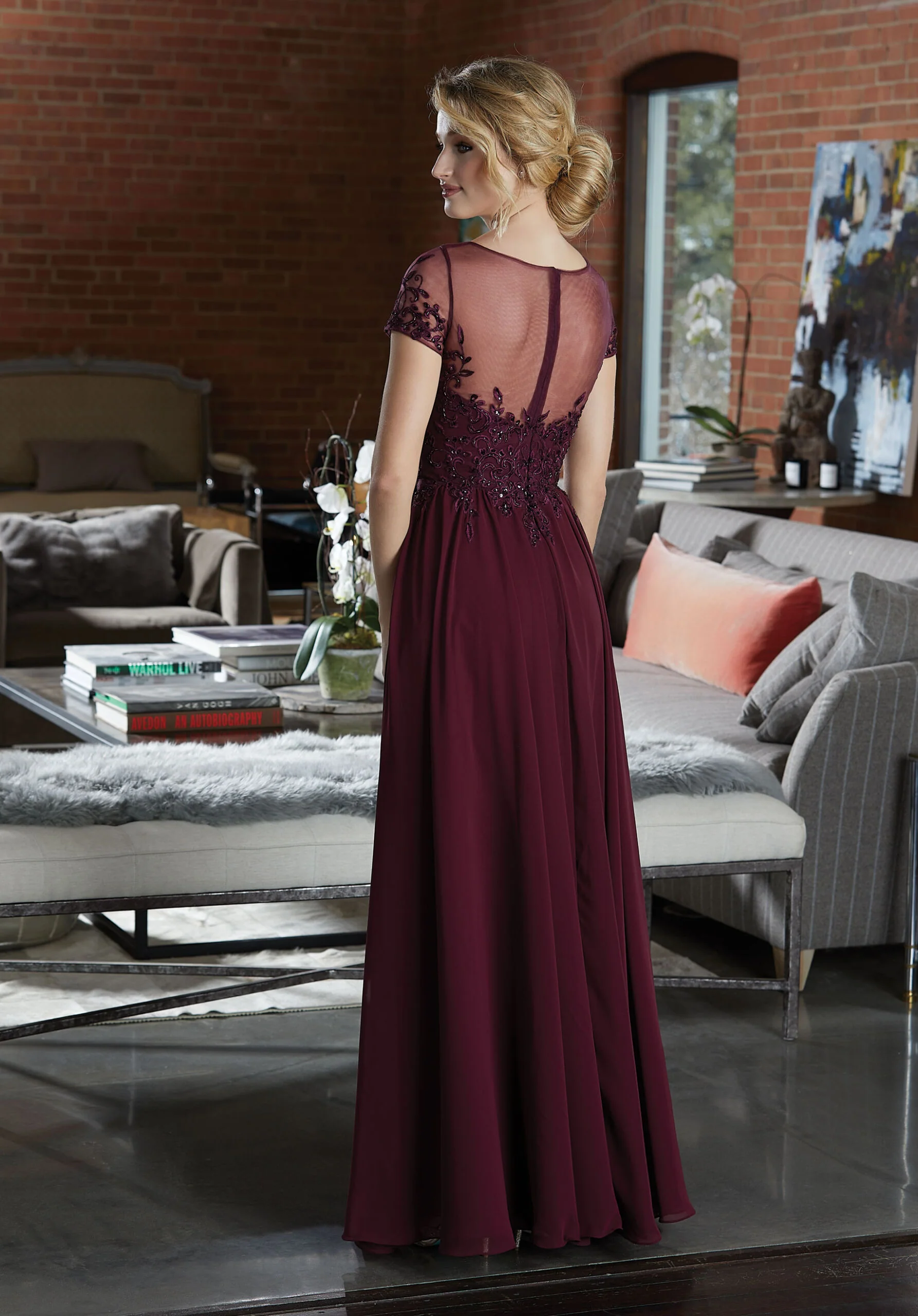 Chiffon Bridesmaid Dress with a Ruffled V-Neckline - Image 37
