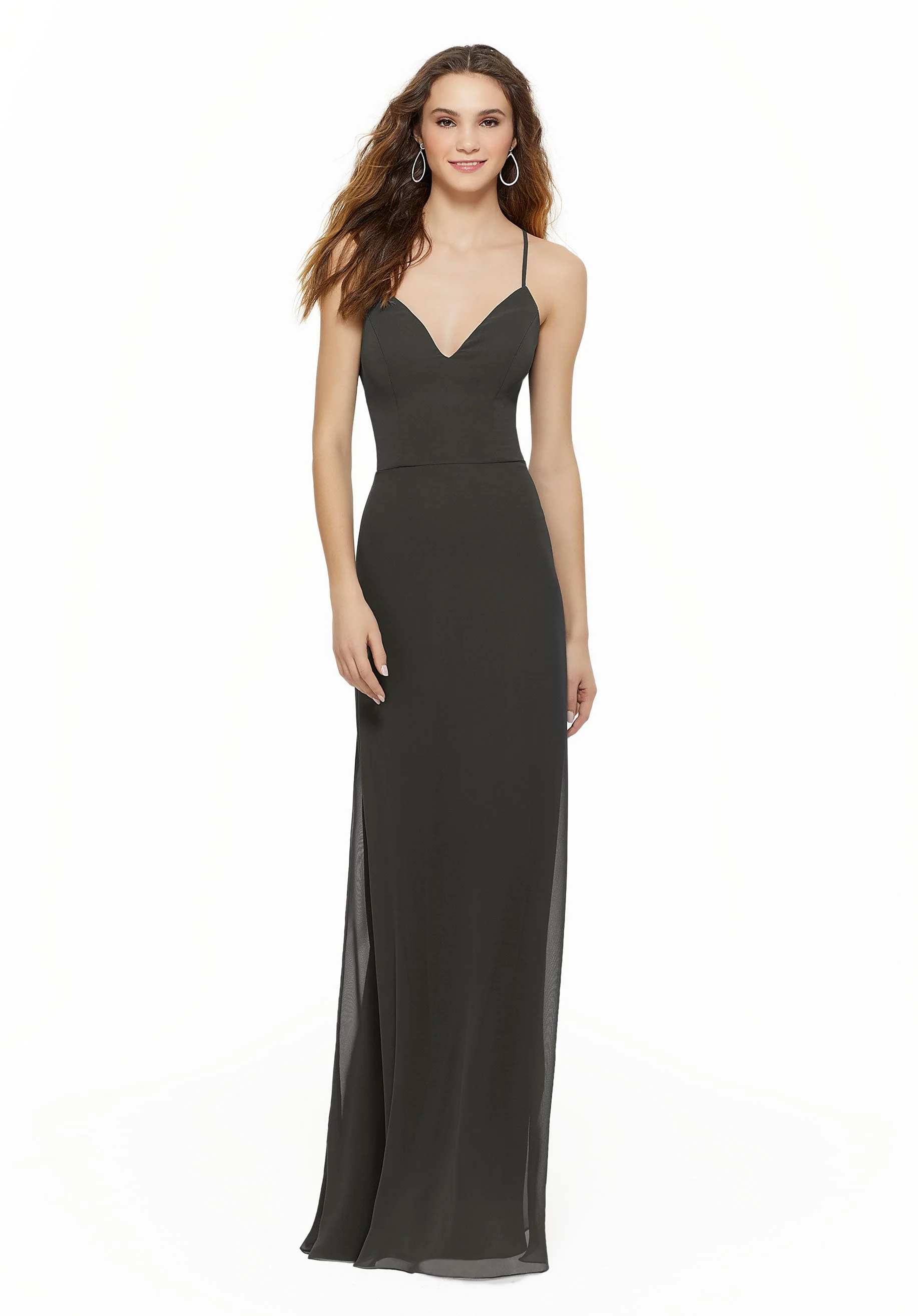 Chiffon Bridesmaid Dress with Deep V-Neck and Spaghetti Straps - Image 13