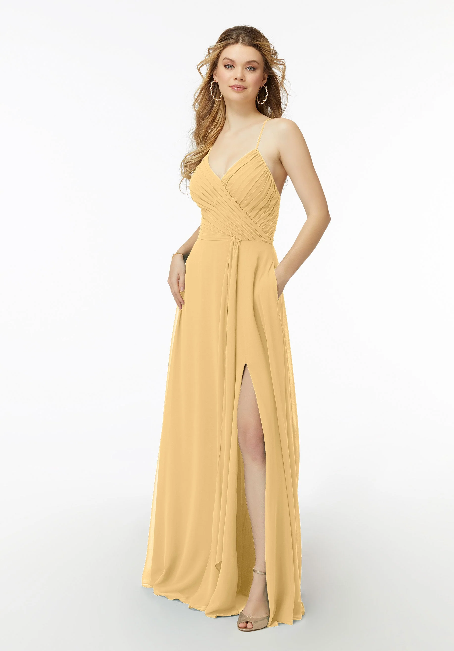 Chiffon Bridesmaid Dress with Draped Surplice Bodice - Image 16