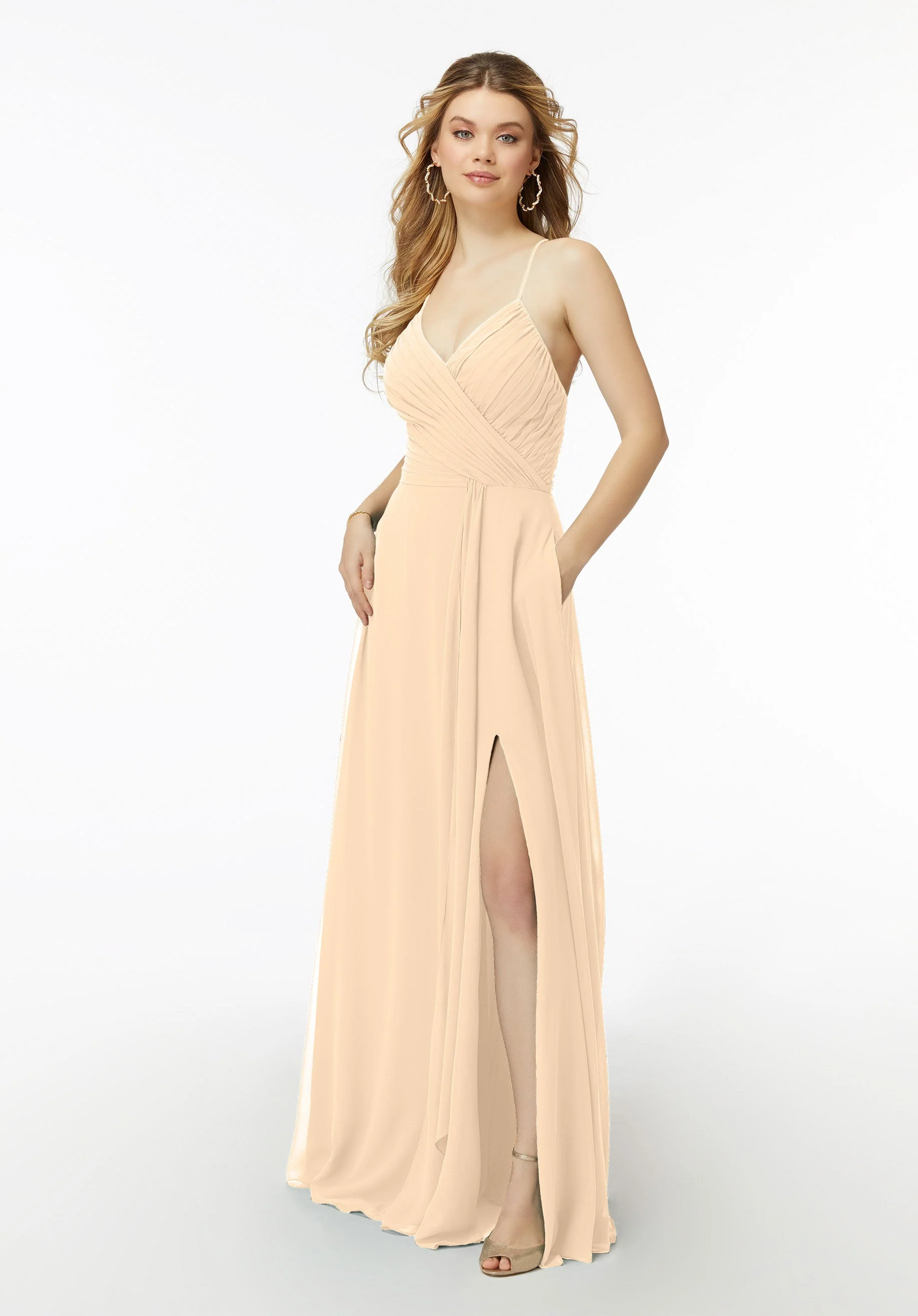 Chiffon Bridesmaid Dress with Draped Surplice Bodice - Image 5