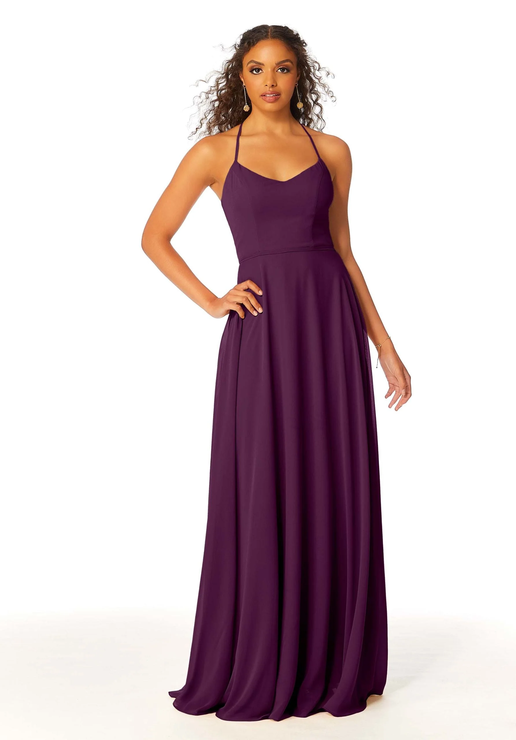Chiffon Bridesmaid Dress with Halter Back - Image 25