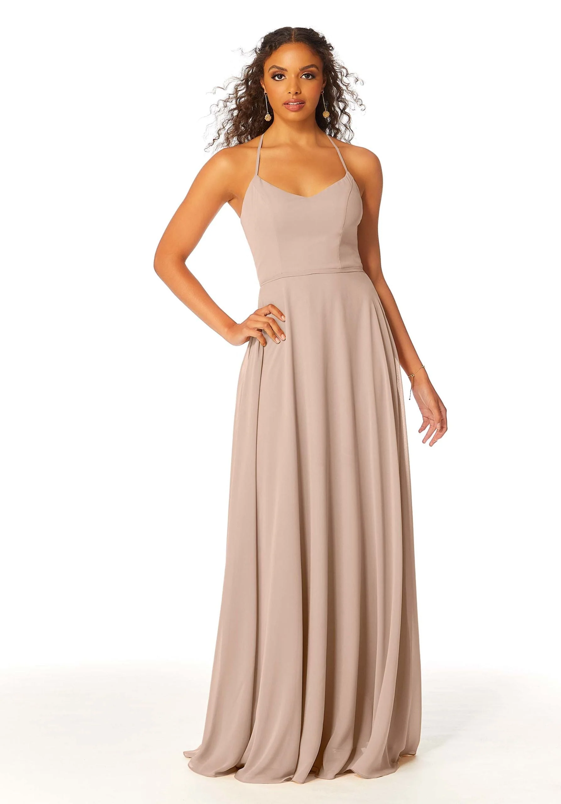 Chiffon Bridesmaid Dress with Halter Back - Image 31
