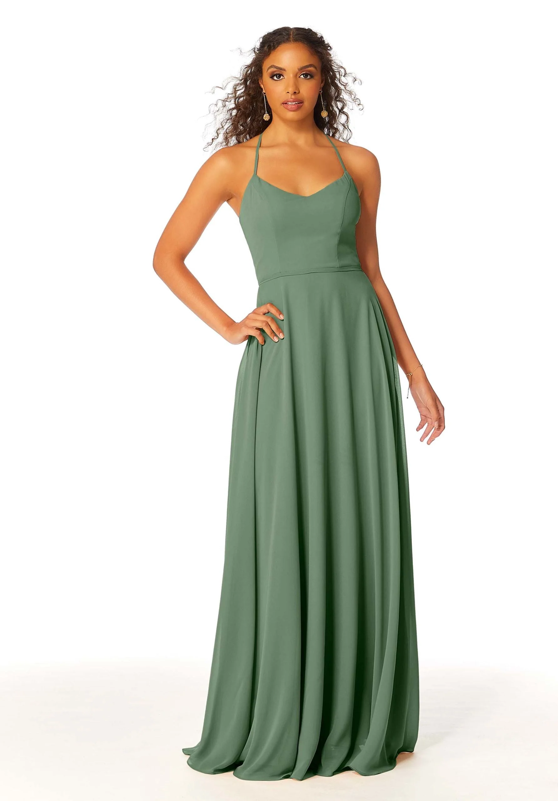 Chiffon Bridesmaid Dress with Halter Back - Image 34