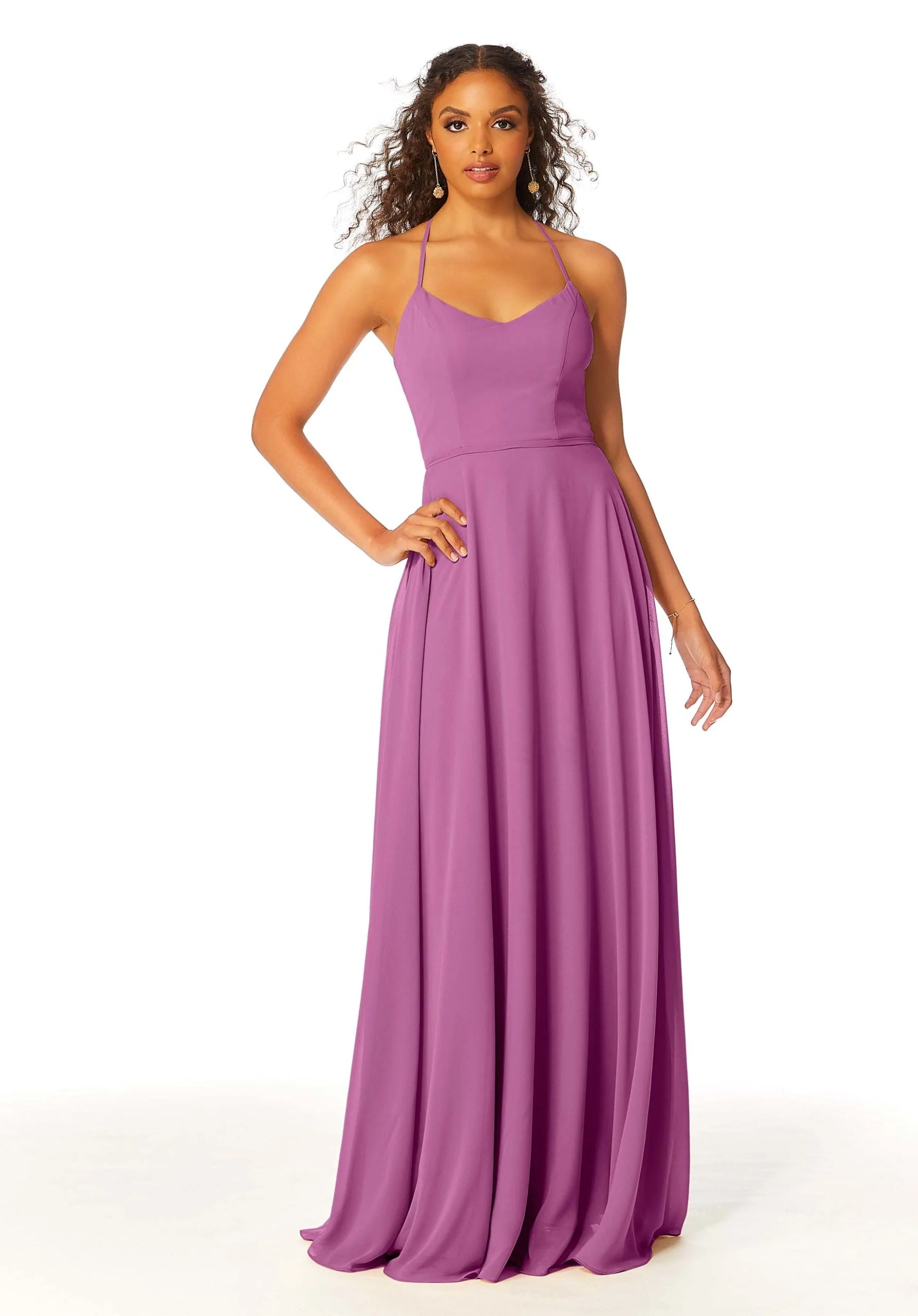 Chiffon Bridesmaid Dress with Halter Back - Image 39