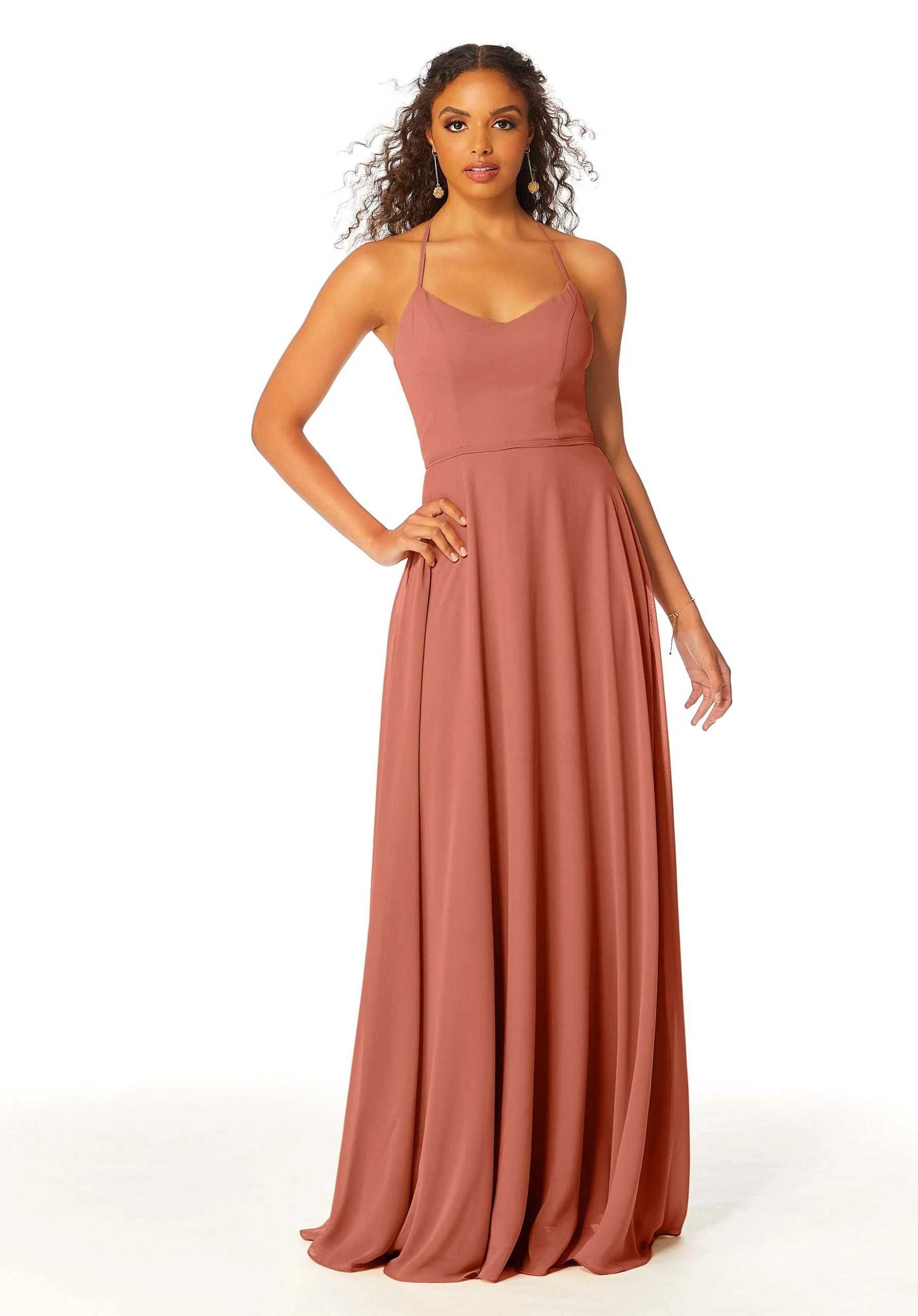 Chiffon Bridesmaid Dress with Halter Back - Image 49
