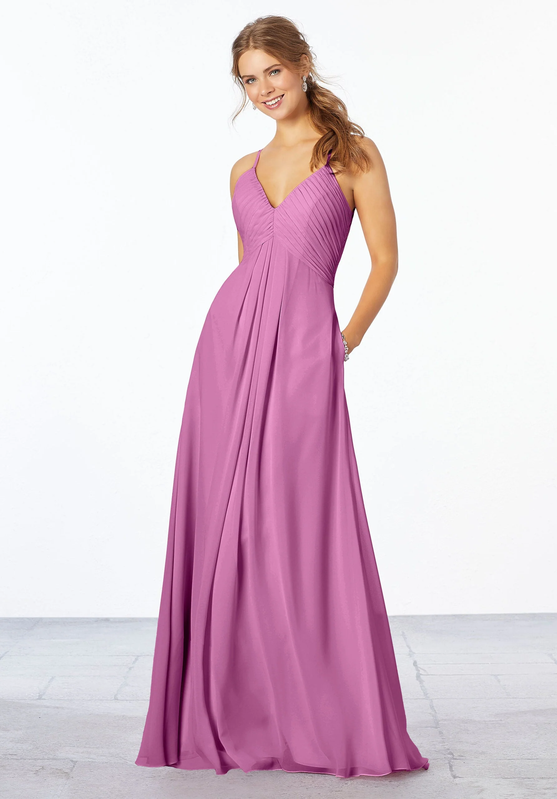 Chiffon Bridesmaid Dress with Keyhole Back - Image 14