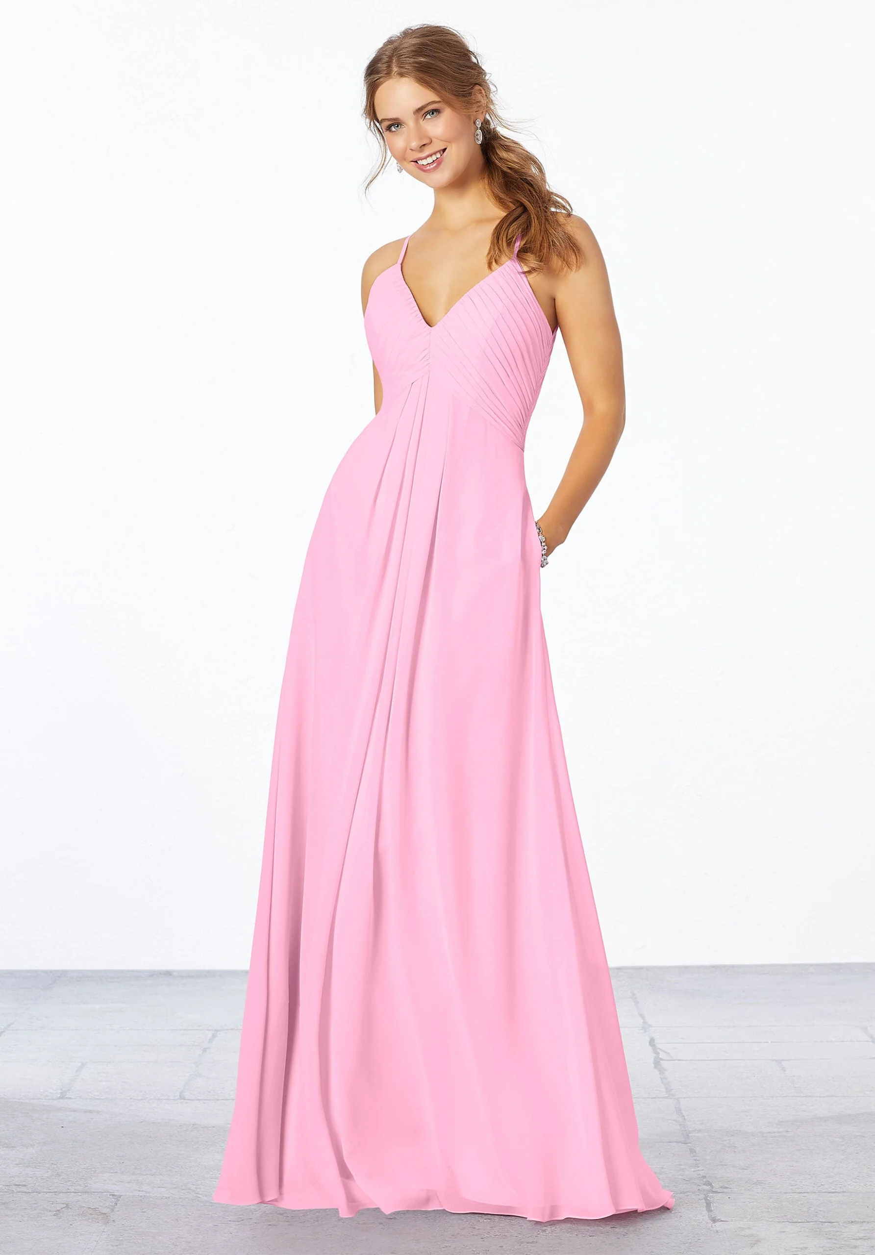 Chiffon Bridesmaid Dress with Keyhole Back - Image 15