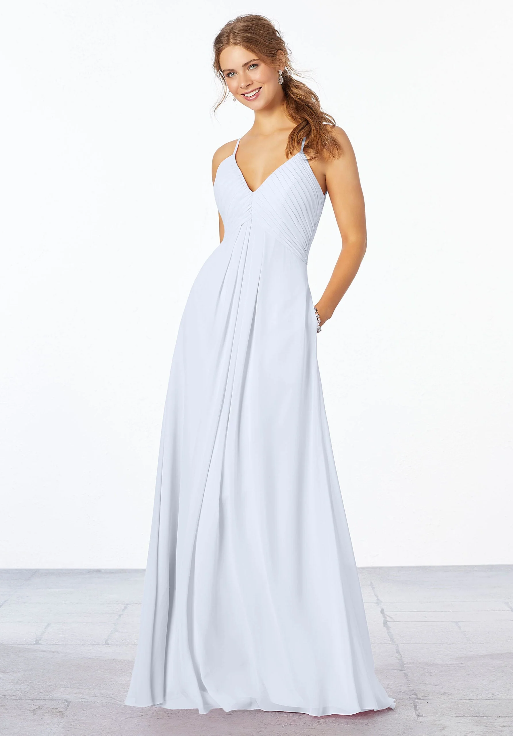 Chiffon Bridesmaid Dress with Keyhole Back - Image 24