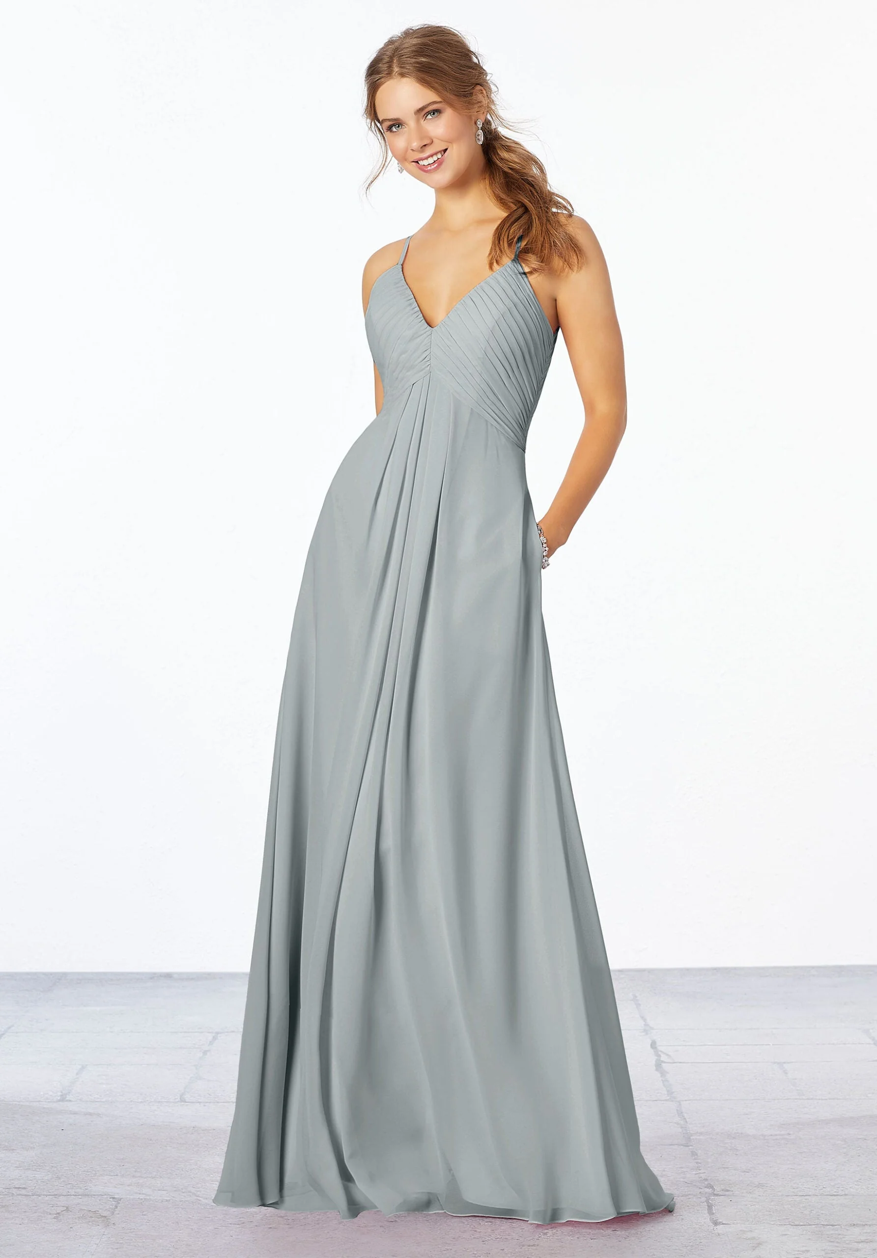 Chiffon Bridesmaid Dress with Keyhole Back - Image 28