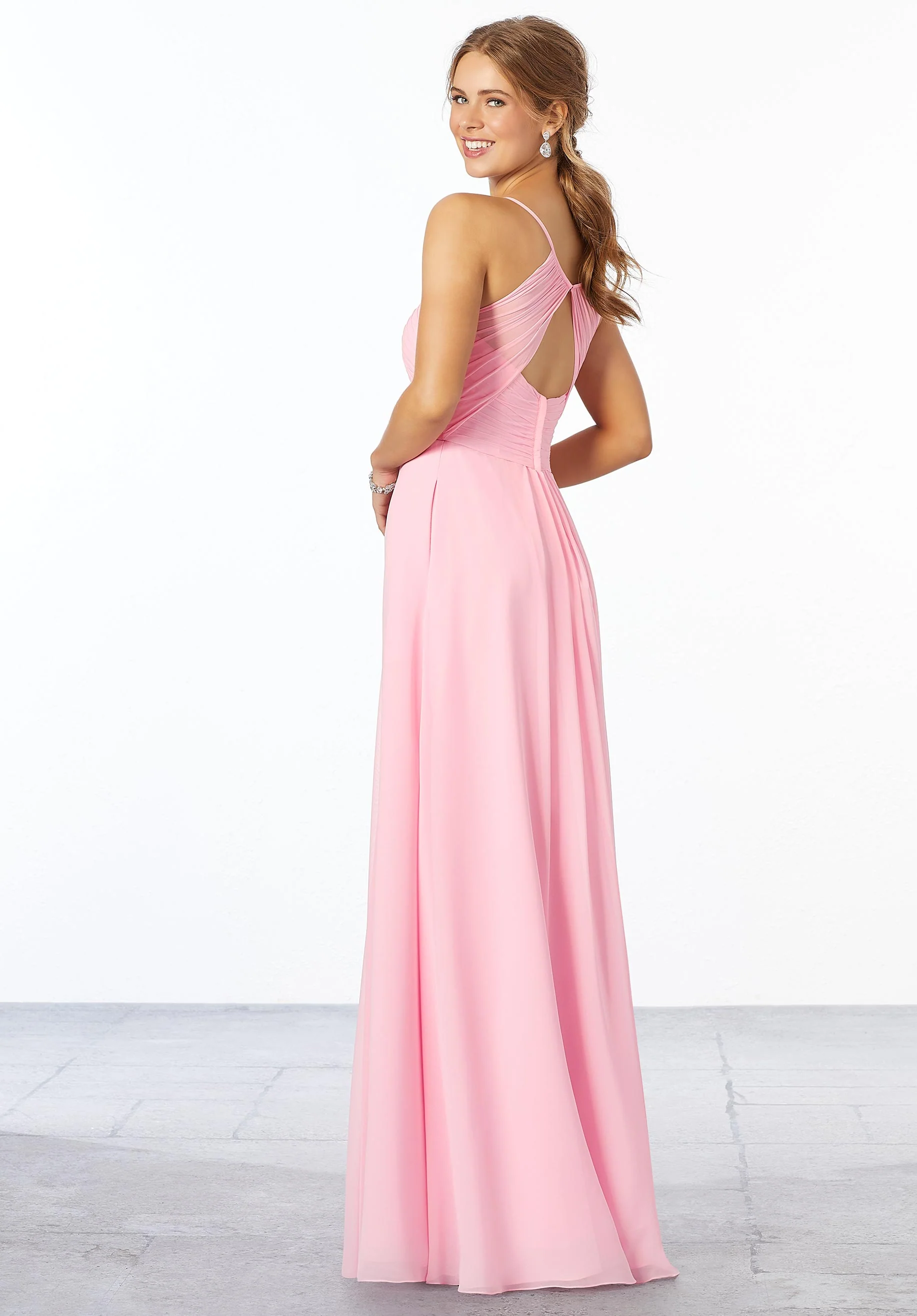 Chiffon Bridesmaid Dress with Keyhole Back - Image 3