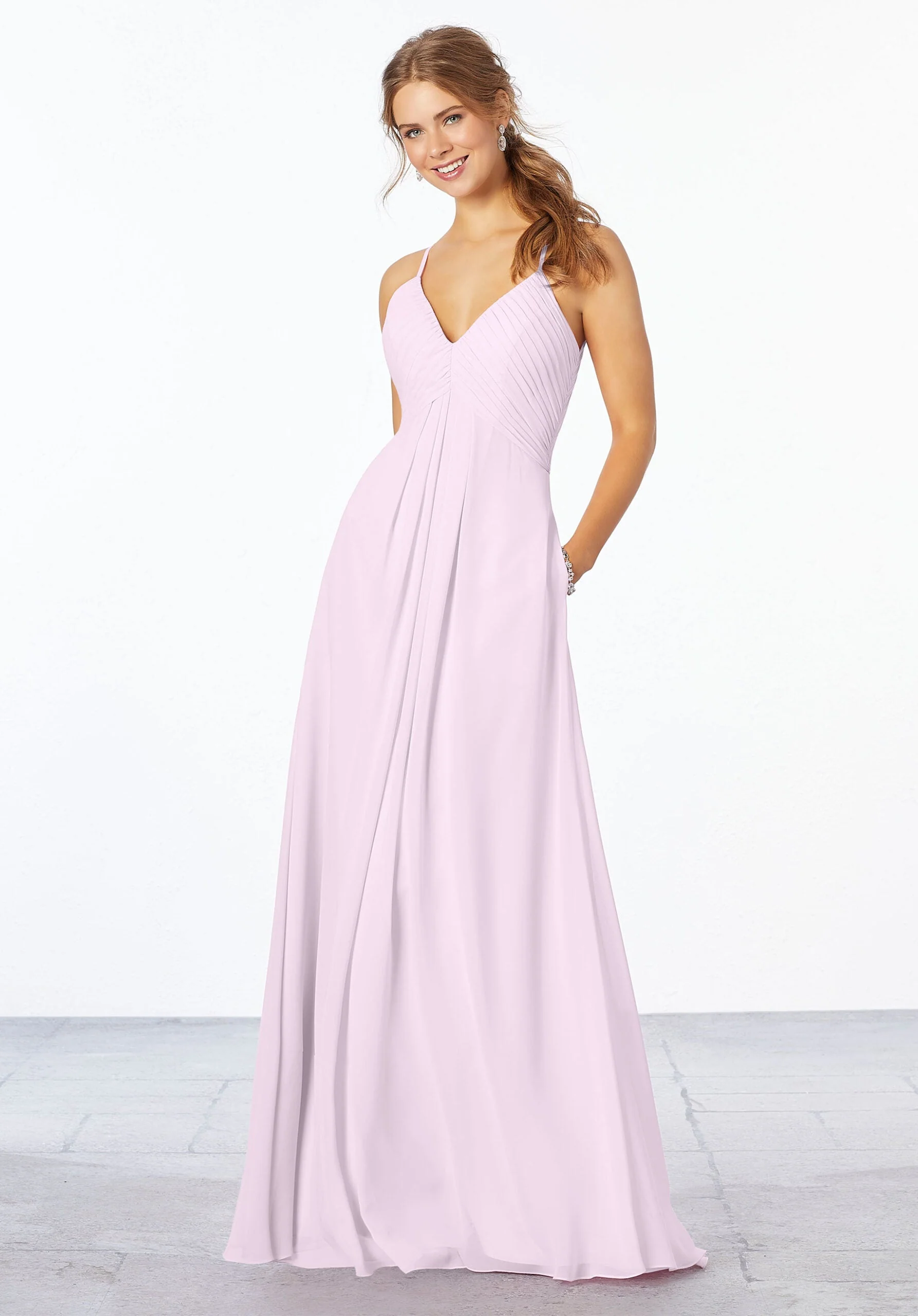 Chiffon Bridesmaid Dress with Keyhole Back - Image 4