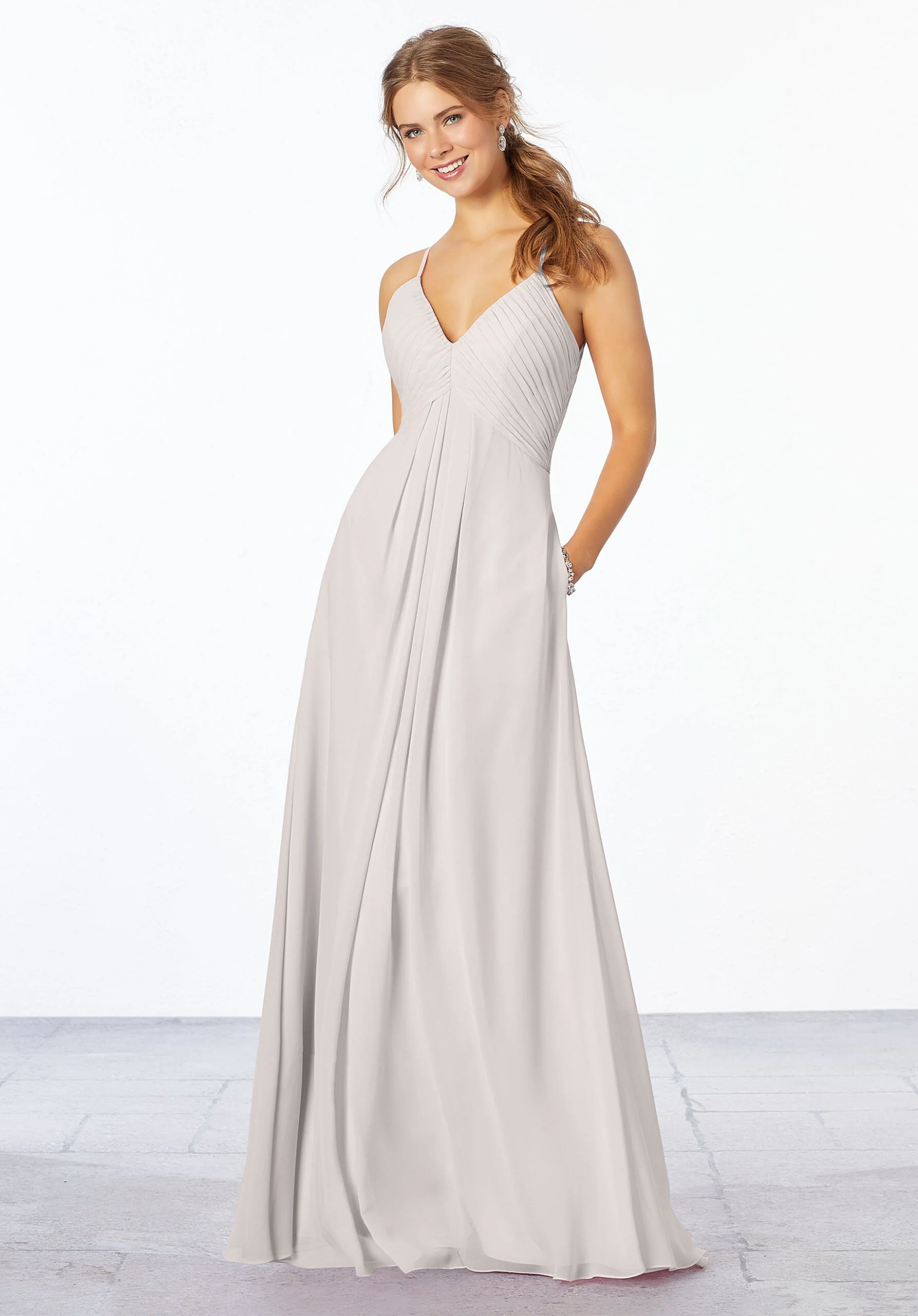 Chiffon Bridesmaid Dress with Keyhole Back - Image 44