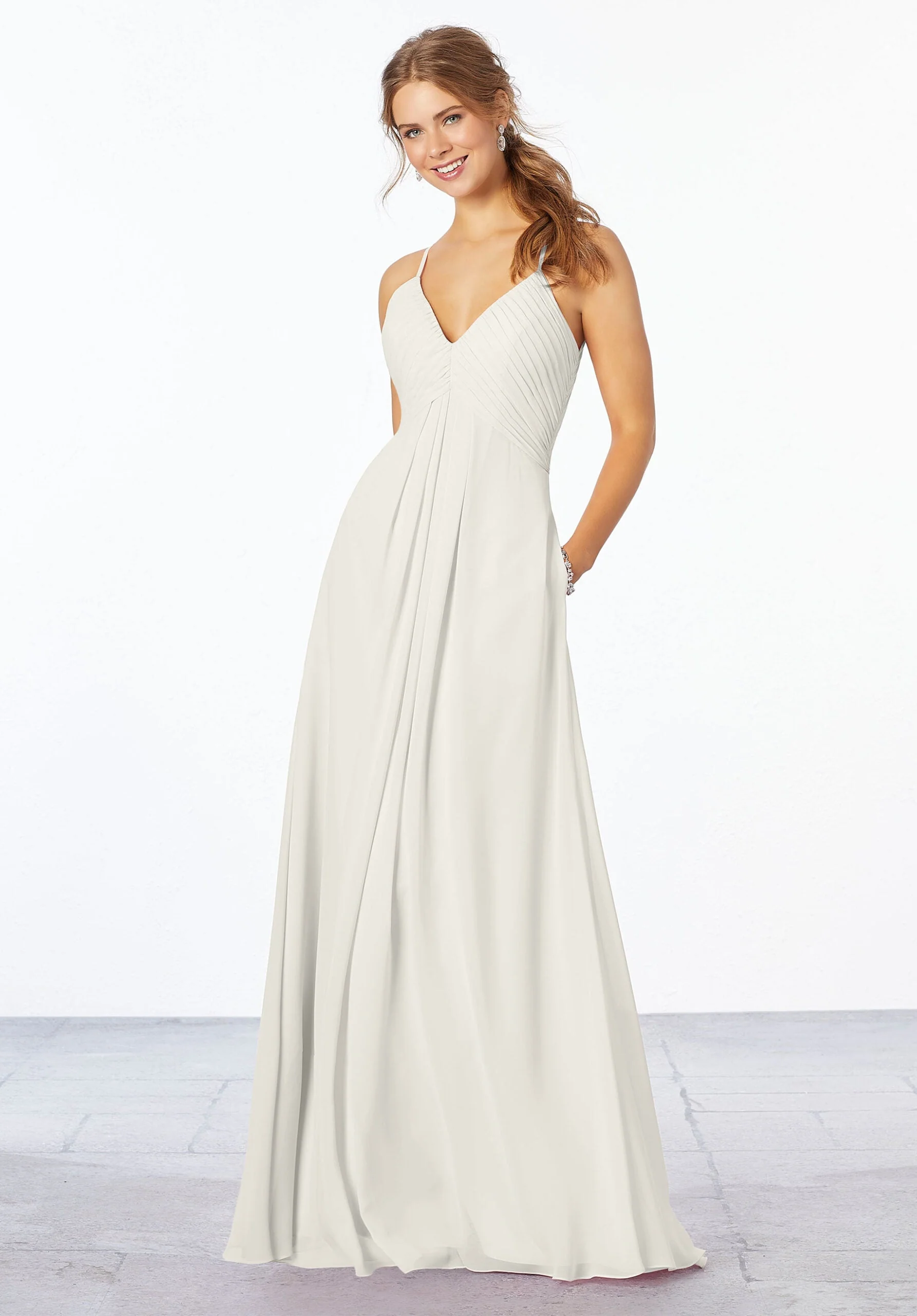 Chiffon Bridesmaid Dress with Keyhole Back - Image 45