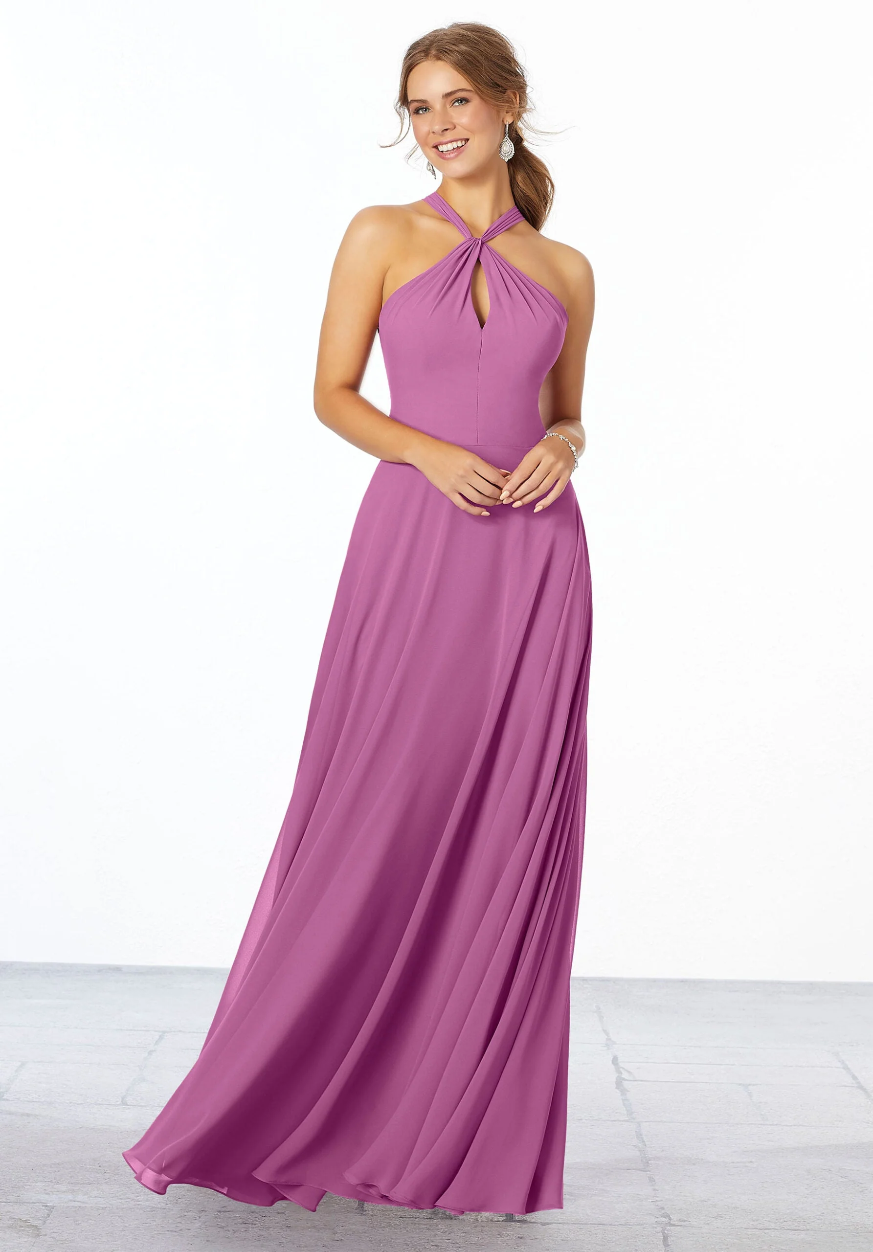 Chiffon Bridesmaid Dress with Keyhole Front - Image 12