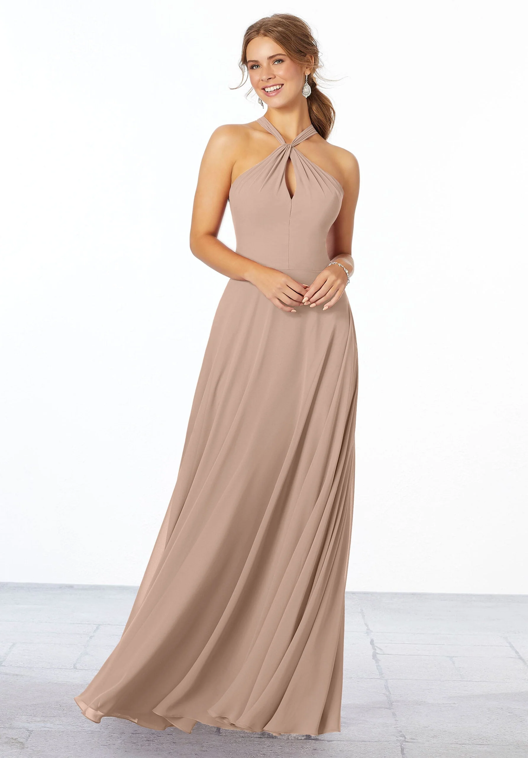 Chiffon Bridesmaid Dress with Keyhole Front - Image 19