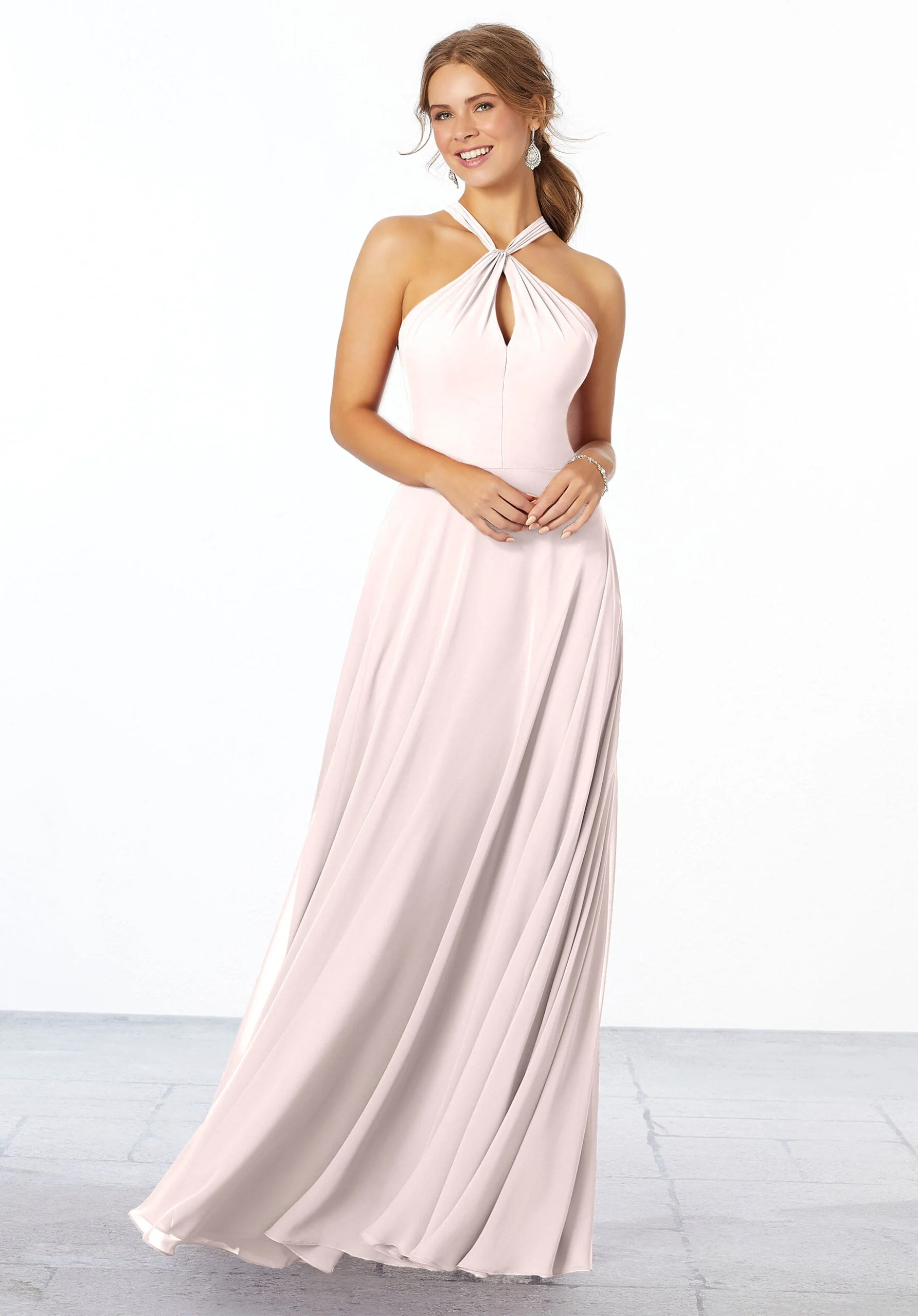 Chiffon Bridesmaid Dress with Keyhole Front - Image 25