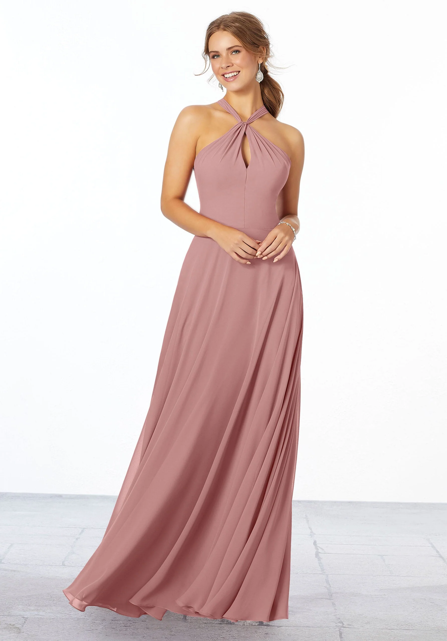 Chiffon Bridesmaid Dress with Keyhole Front - Image 26