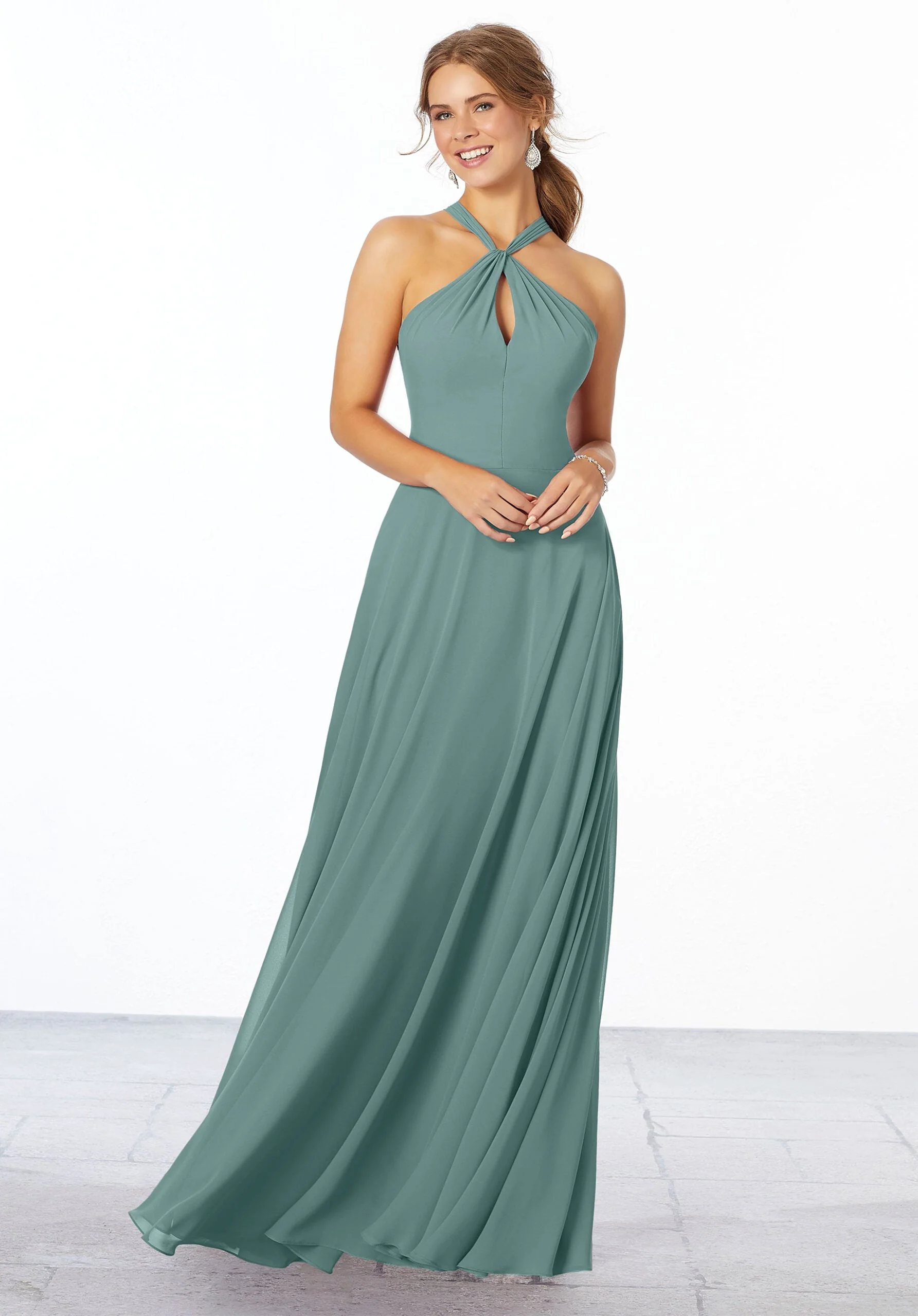 Chiffon Bridesmaid Dress with Keyhole Front - Image 27