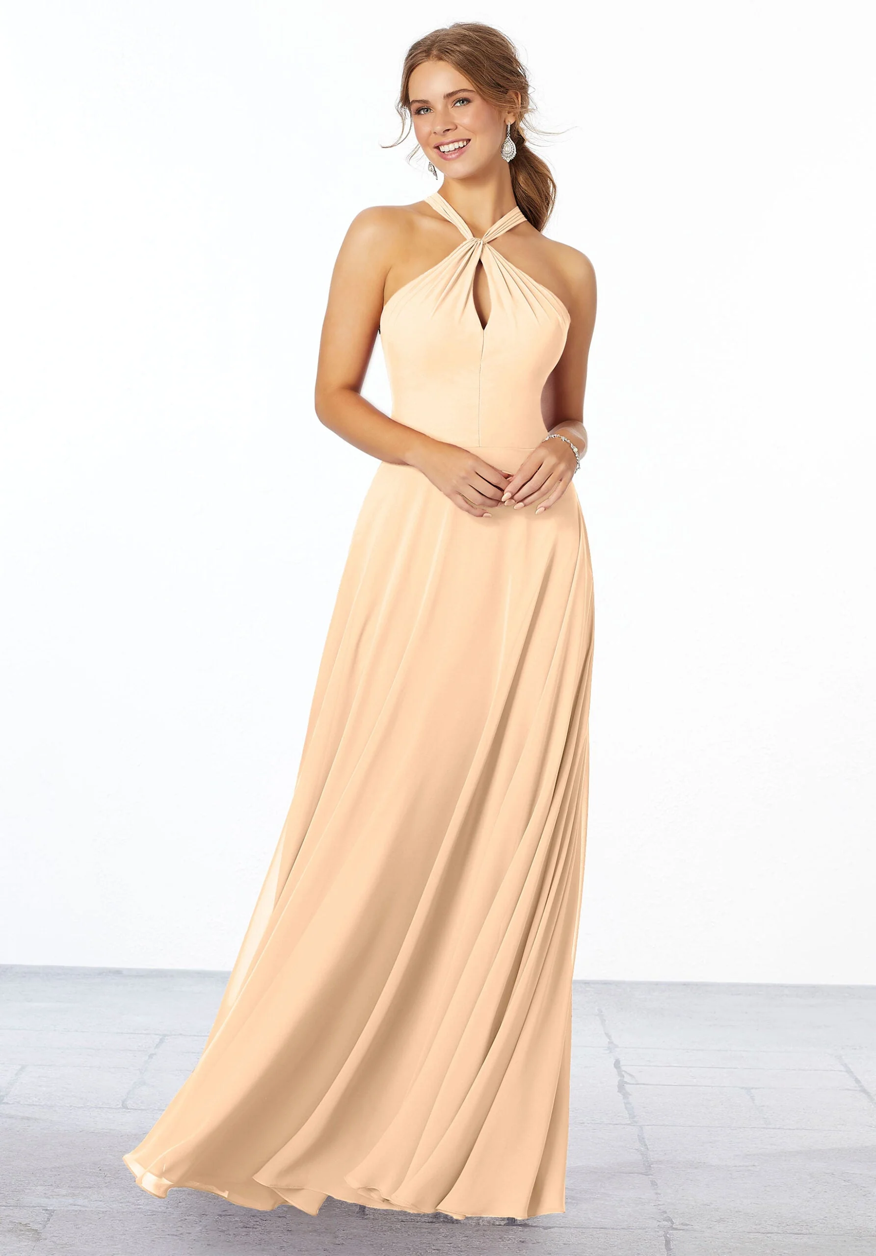 Chiffon Bridesmaid Dress with Keyhole Front - Image 32