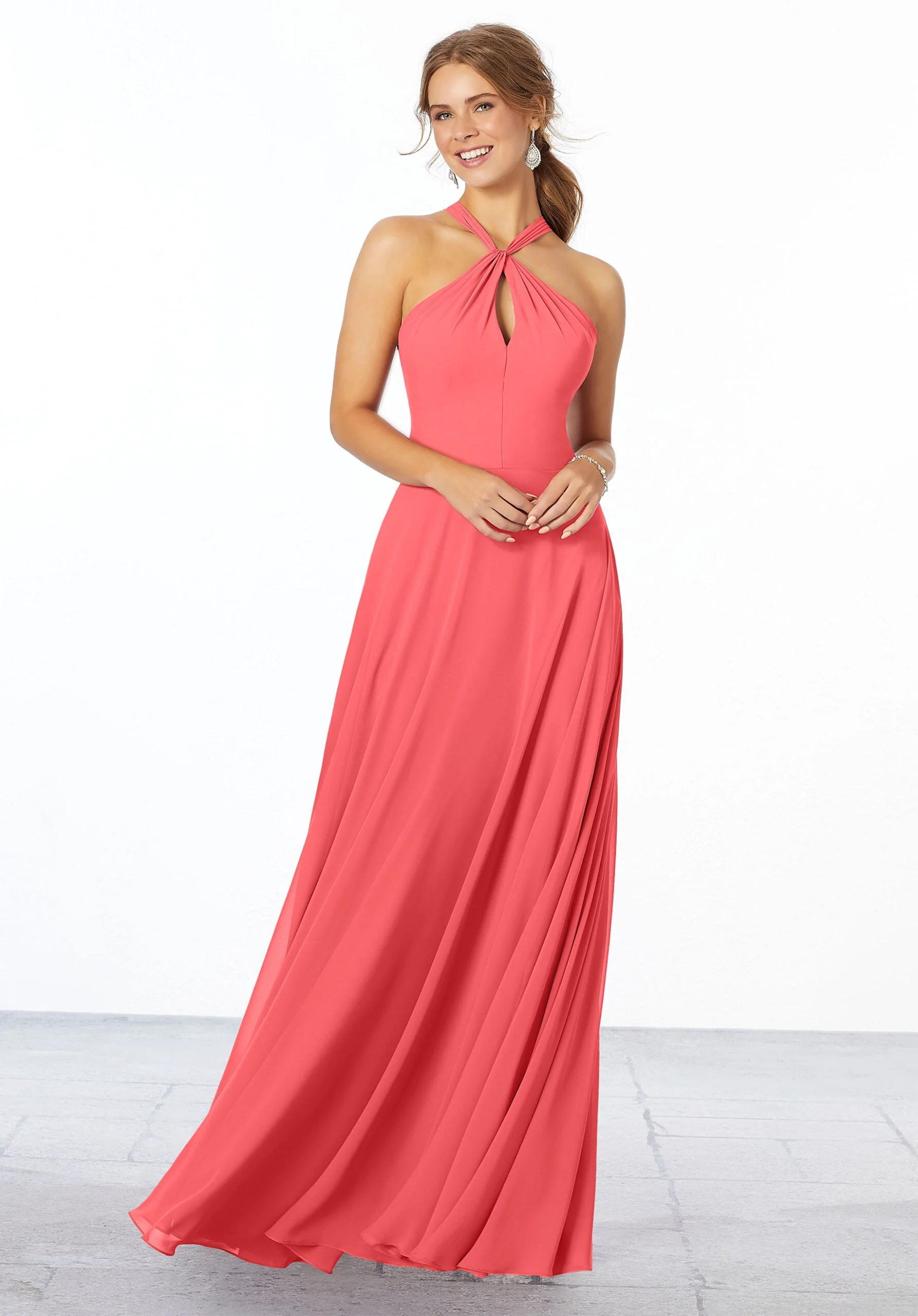 Chiffon Bridesmaid Dress with Keyhole Front - Image 33