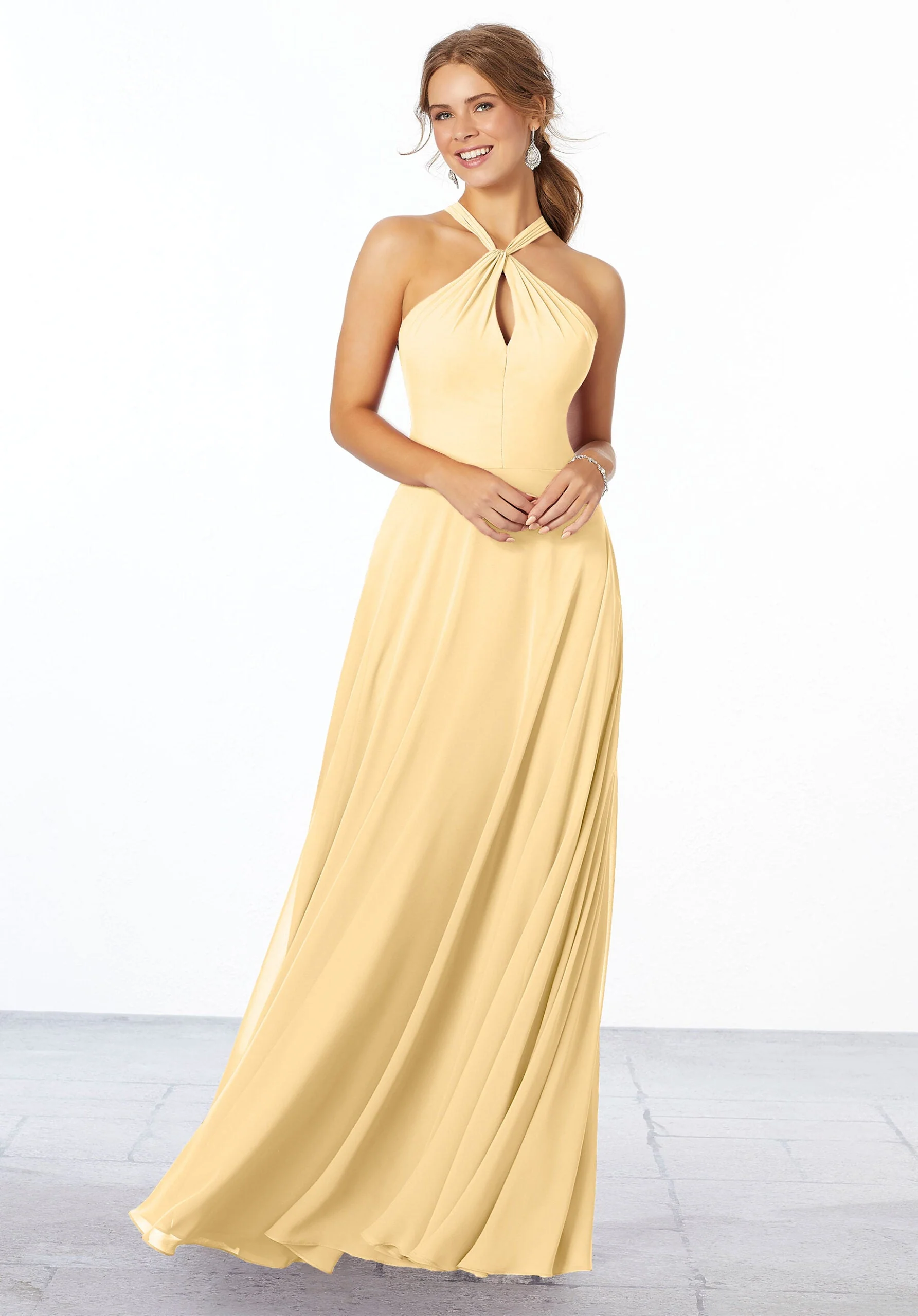 Chiffon Bridesmaid Dress with Keyhole Front - Image 34
