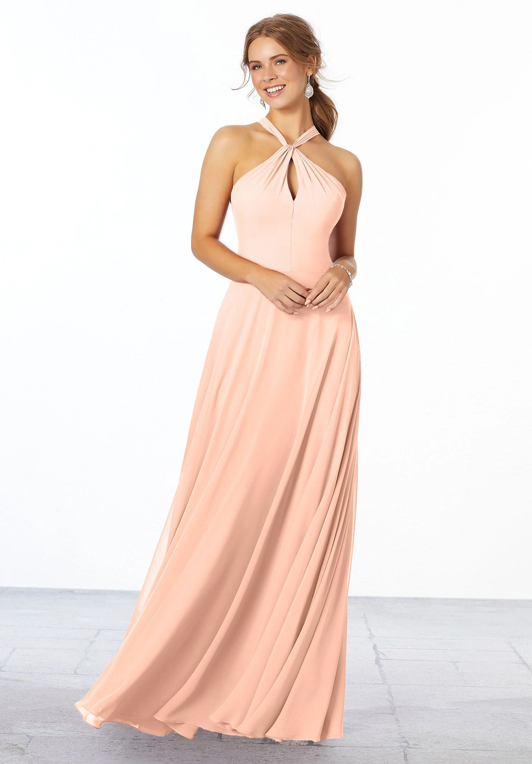 Chiffon Bridesmaid Dress with Keyhole Front - Image 36