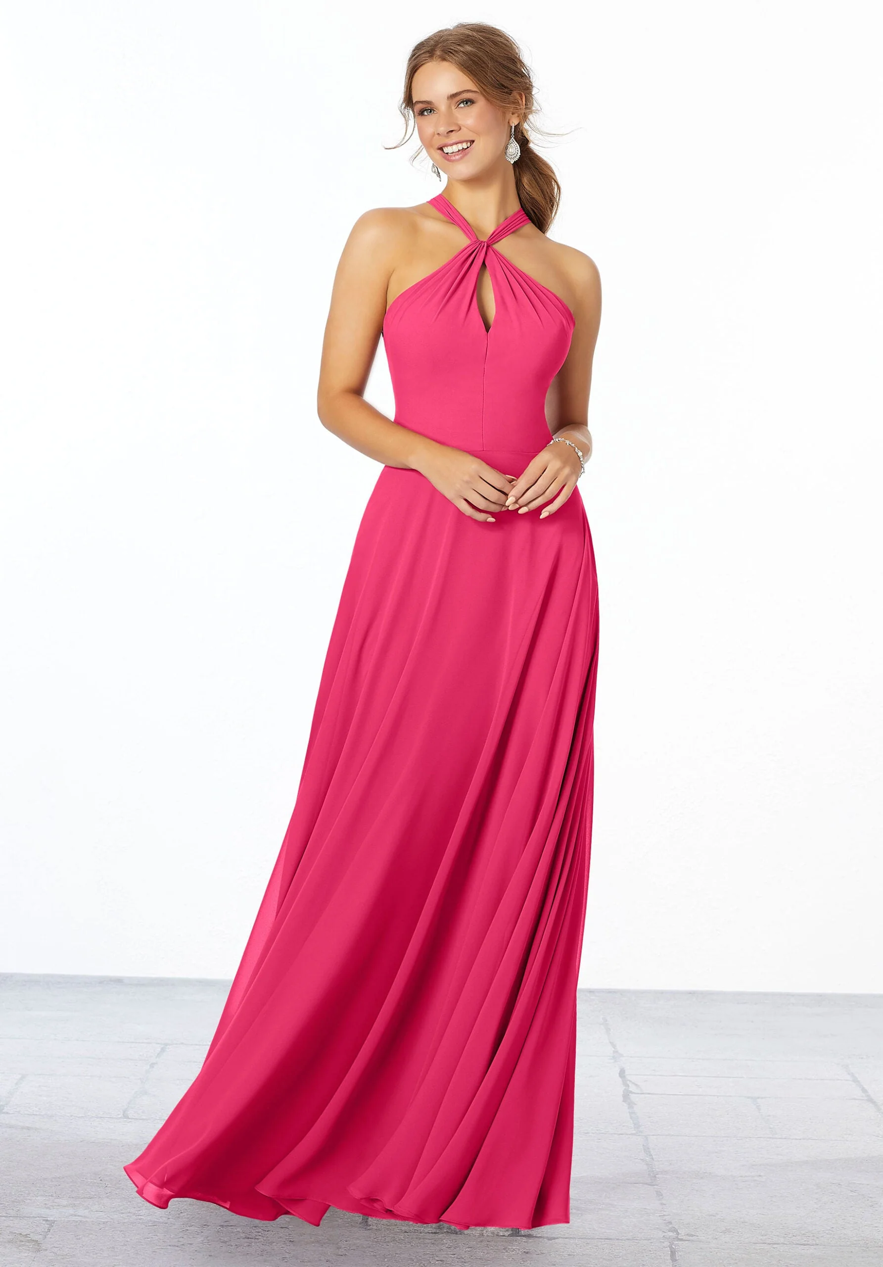 Chiffon Bridesmaid Dress with Keyhole Front - Image 39