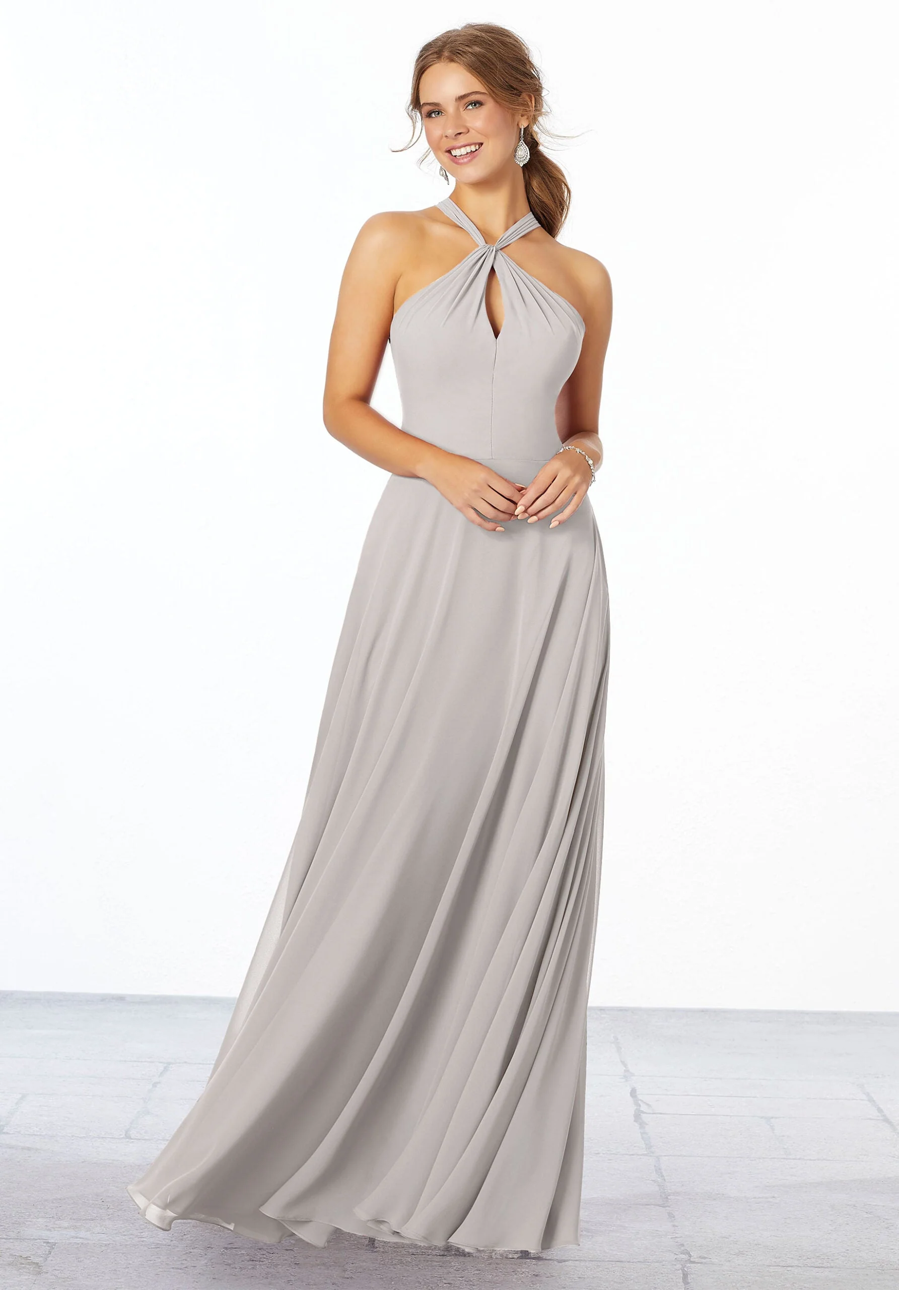 Chiffon Bridesmaid Dress with Keyhole Front - Image 41