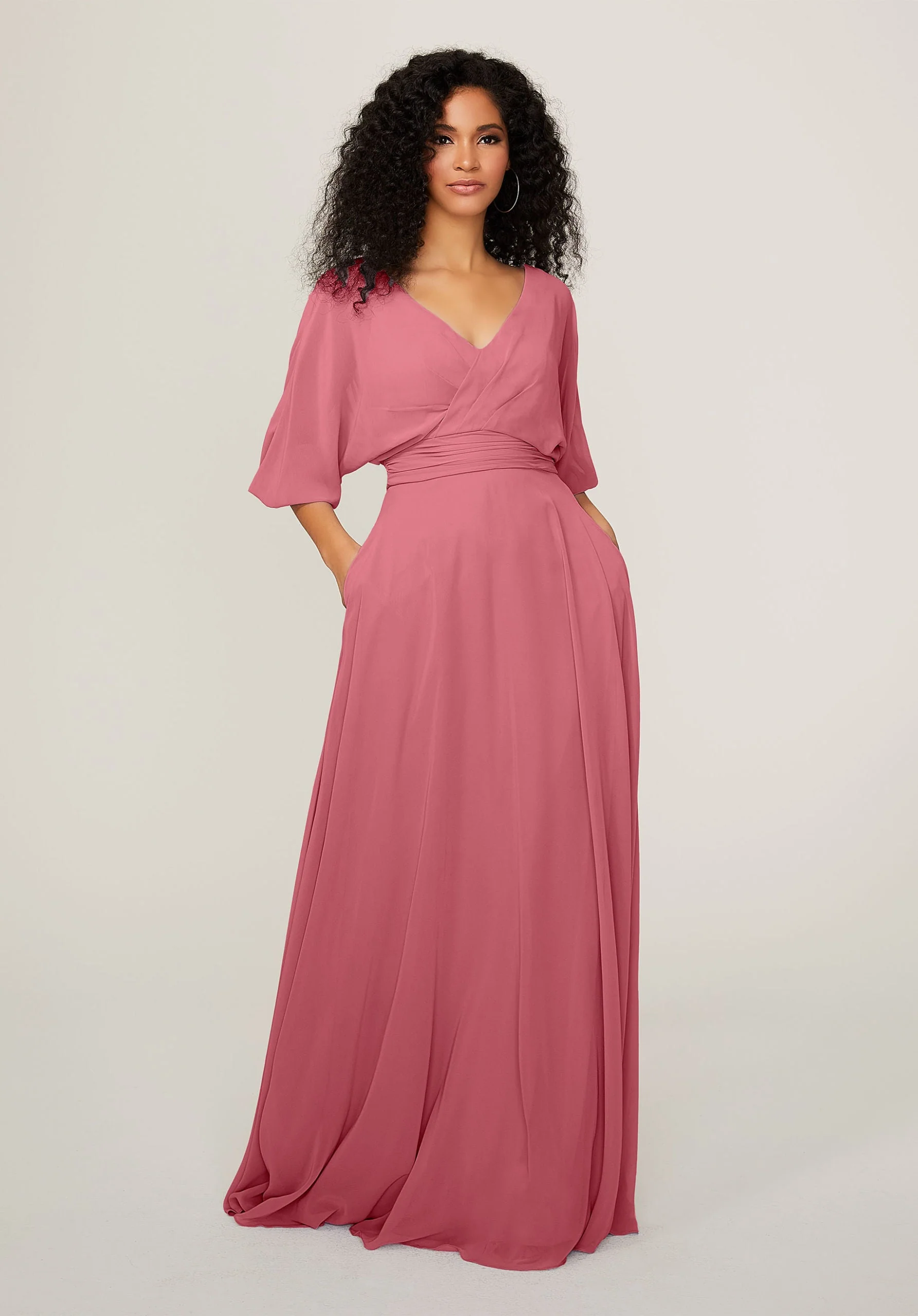 Chiffon Bridesmaid Dress with Ruched Waist - Image 18