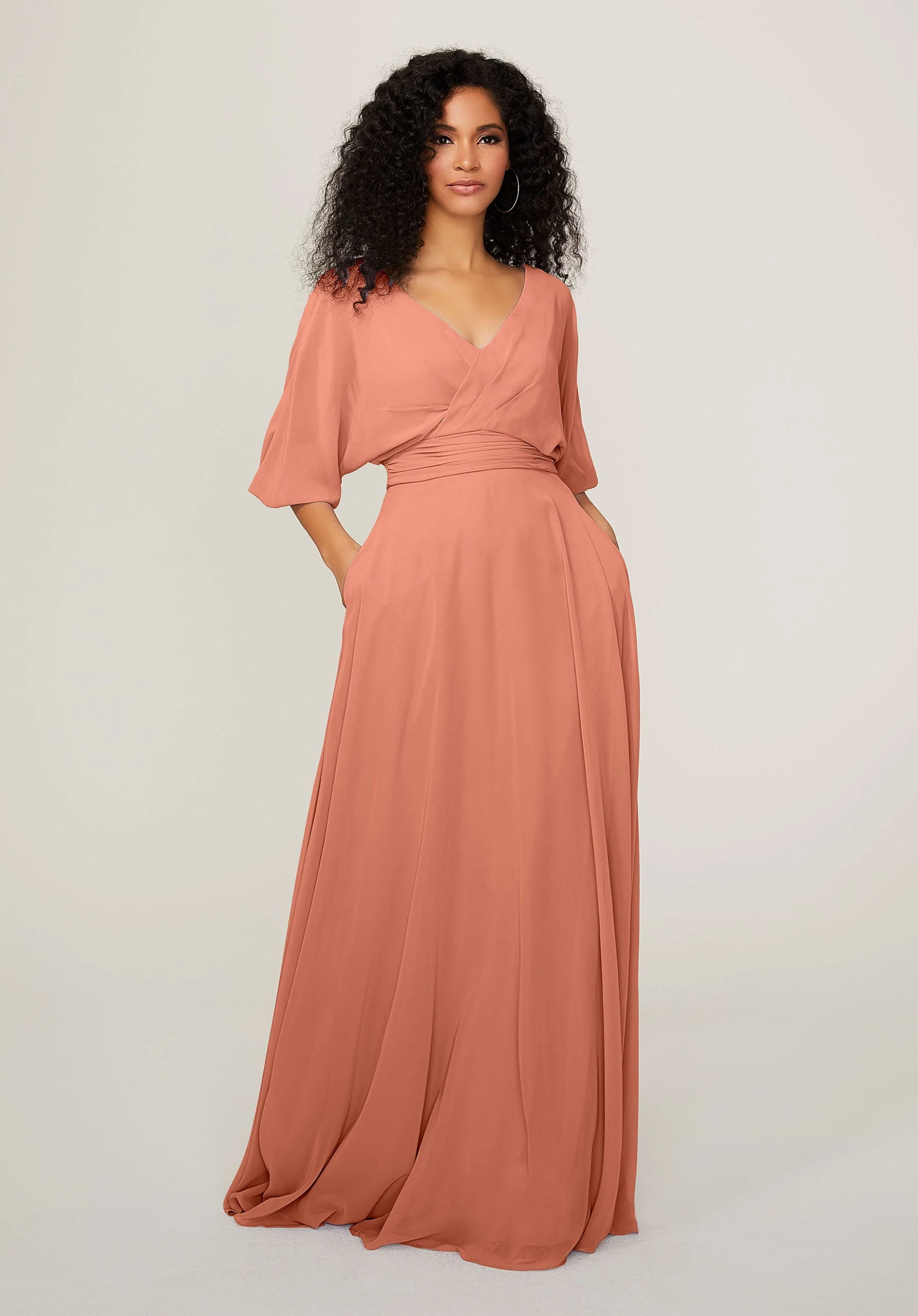 Chiffon Bridesmaid Dress with Ruched Waist - Image 25