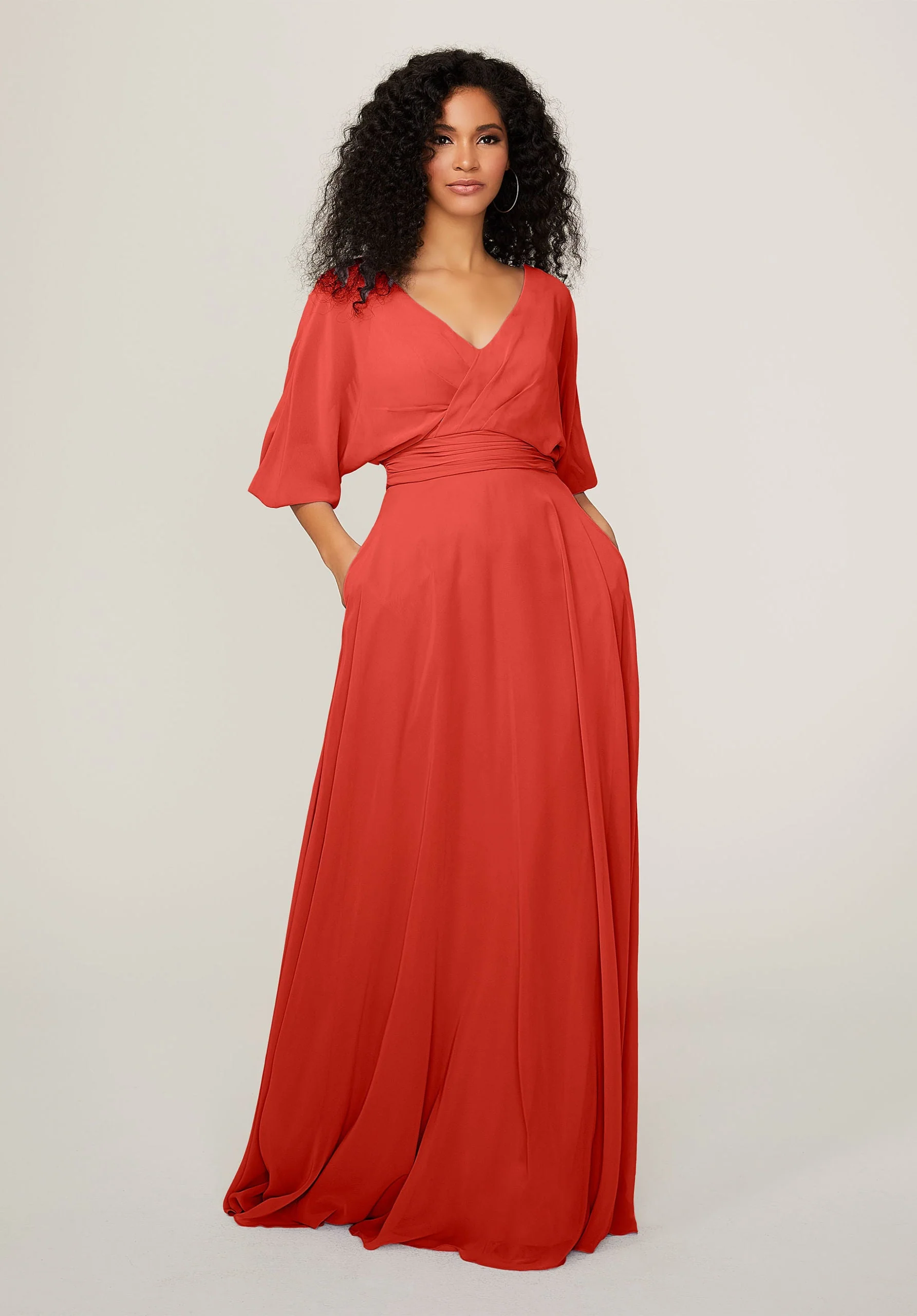 Chiffon Bridesmaid Dress with Ruched Waist - Image 26