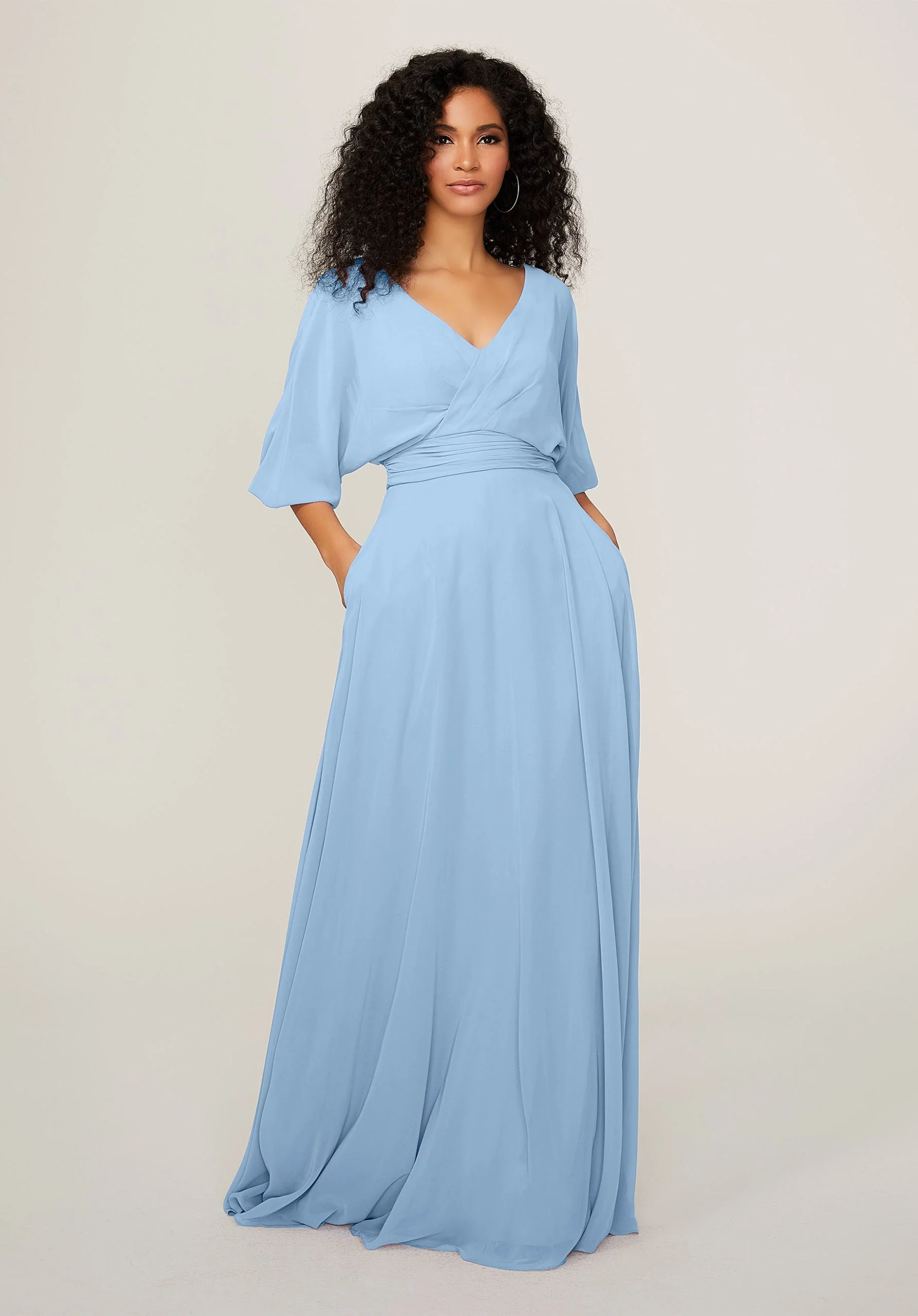 Chiffon Bridesmaid Dress with Ruched Waist - Image 28