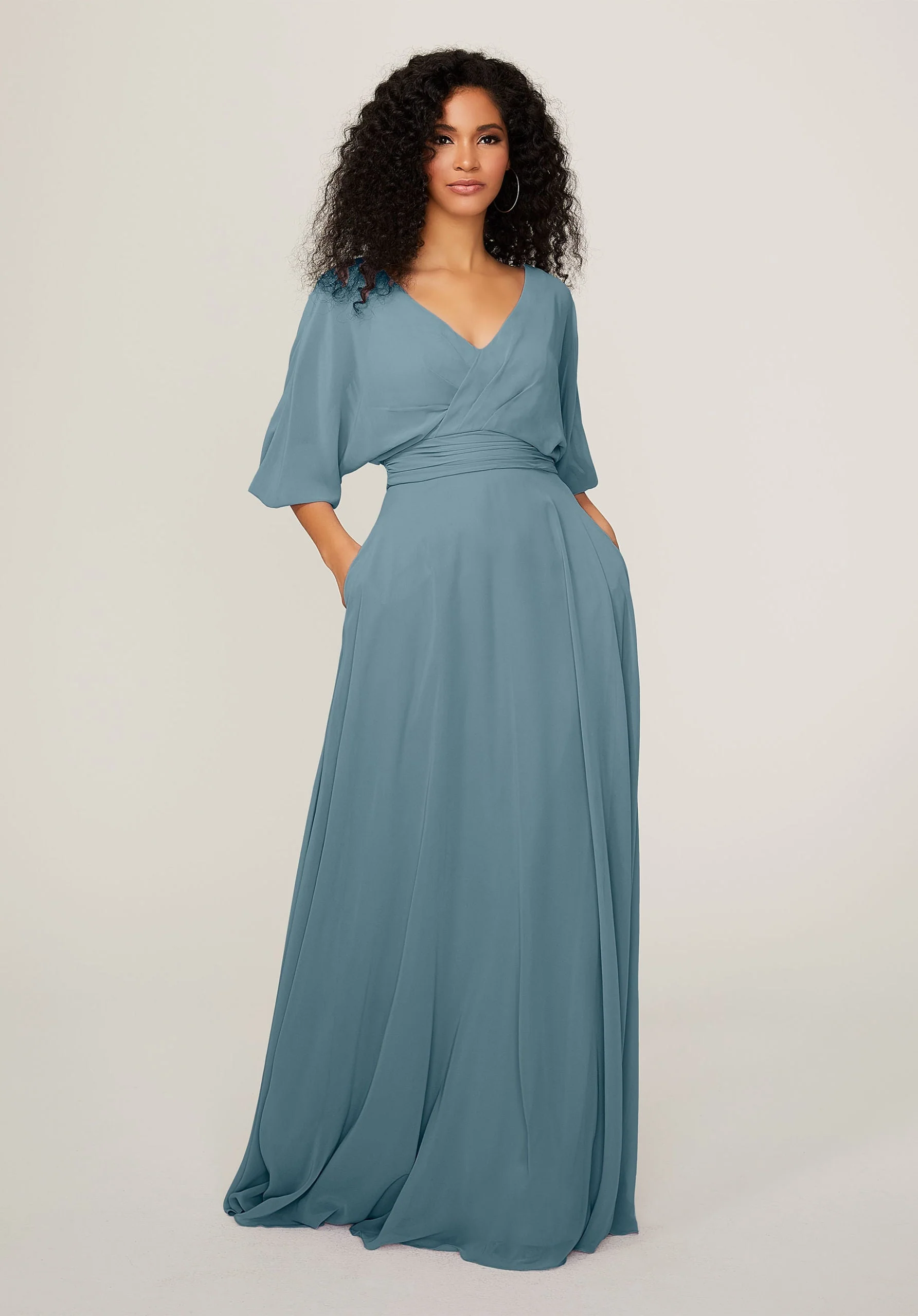 Chiffon Bridesmaid Dress with Ruched Waist - Image 31