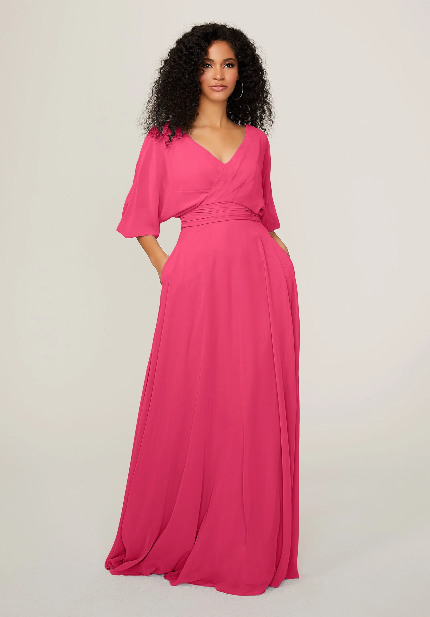 Chiffon Bridesmaid Dress with Ruched Waist - Image 32