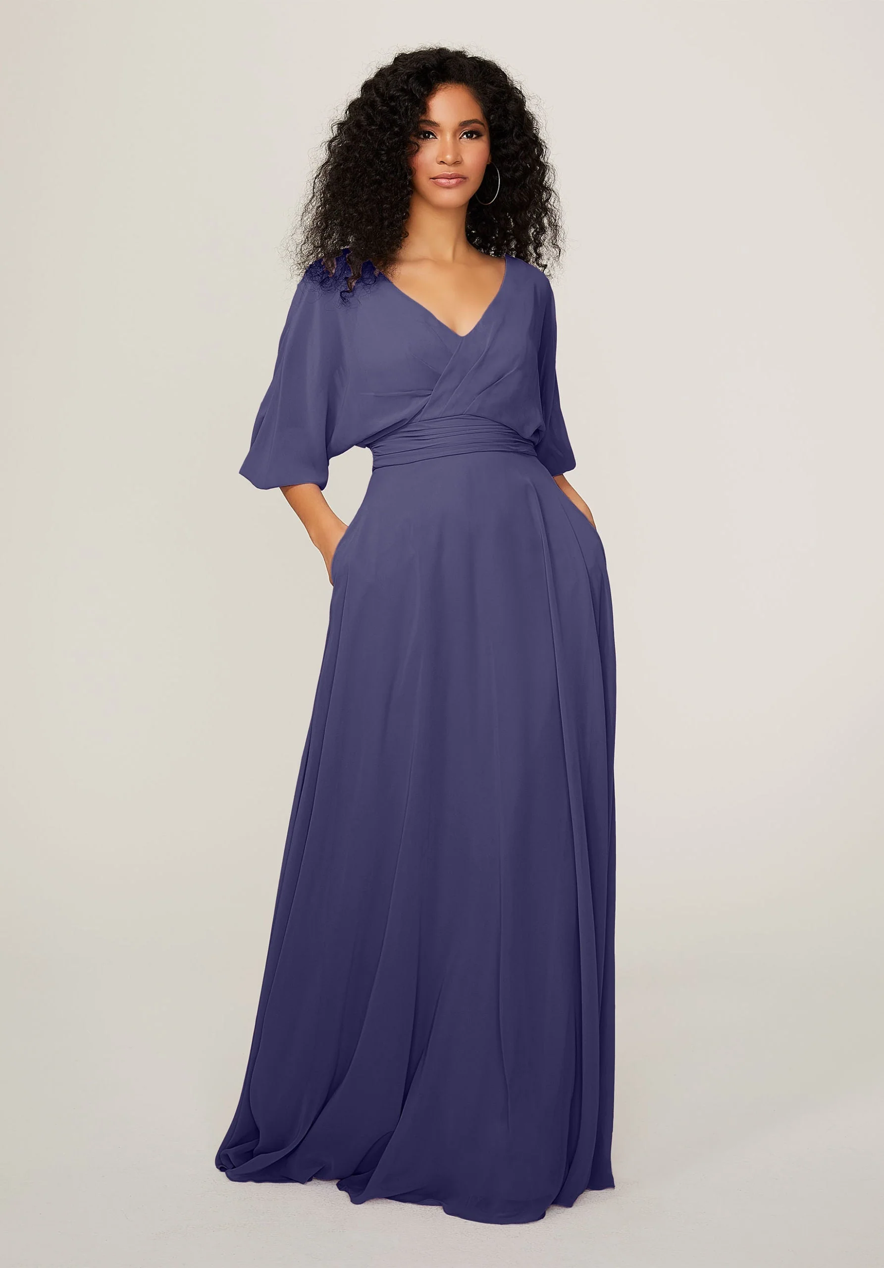 Chiffon Bridesmaid Dress with Ruched Waist - Image 34