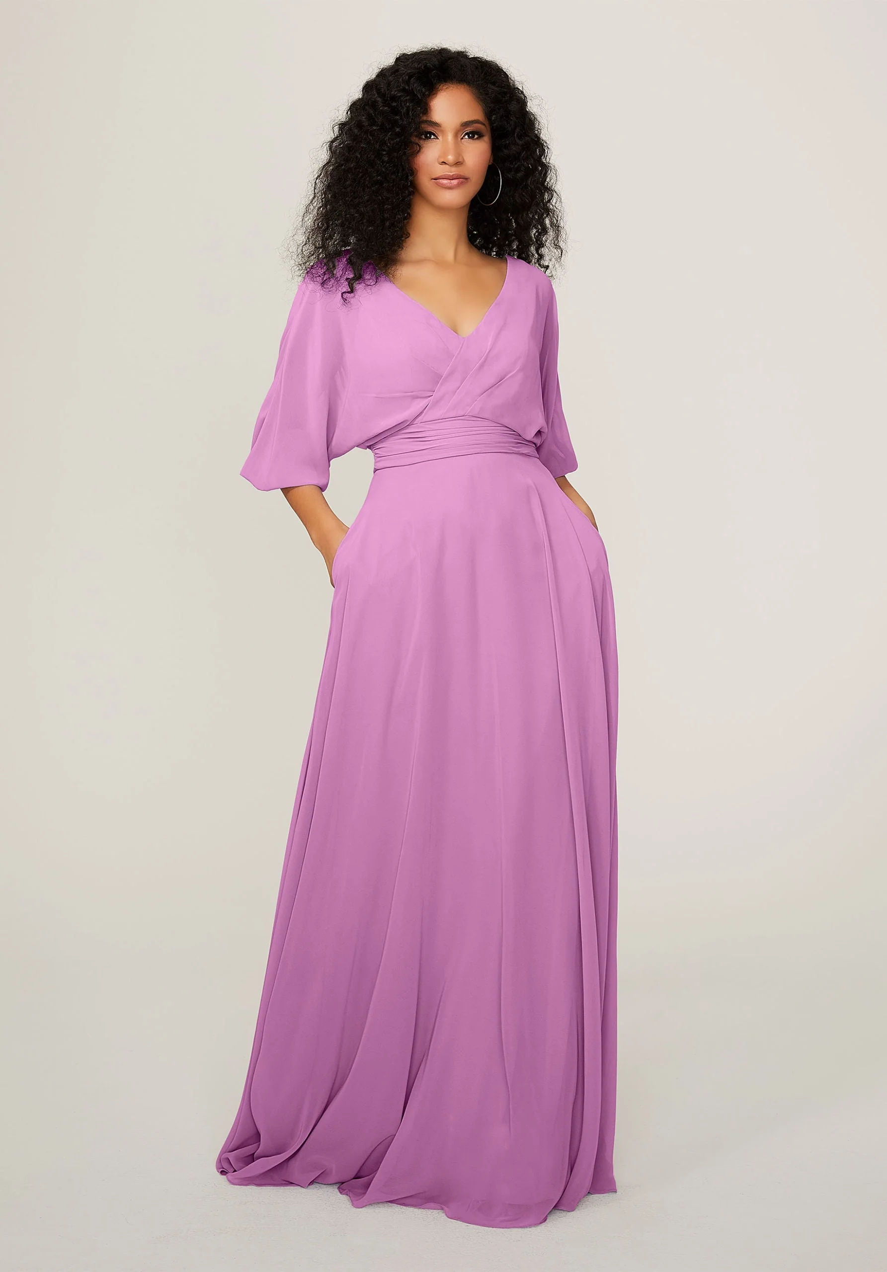 Chiffon Bridesmaid Dress with Ruched Waist - Image 35