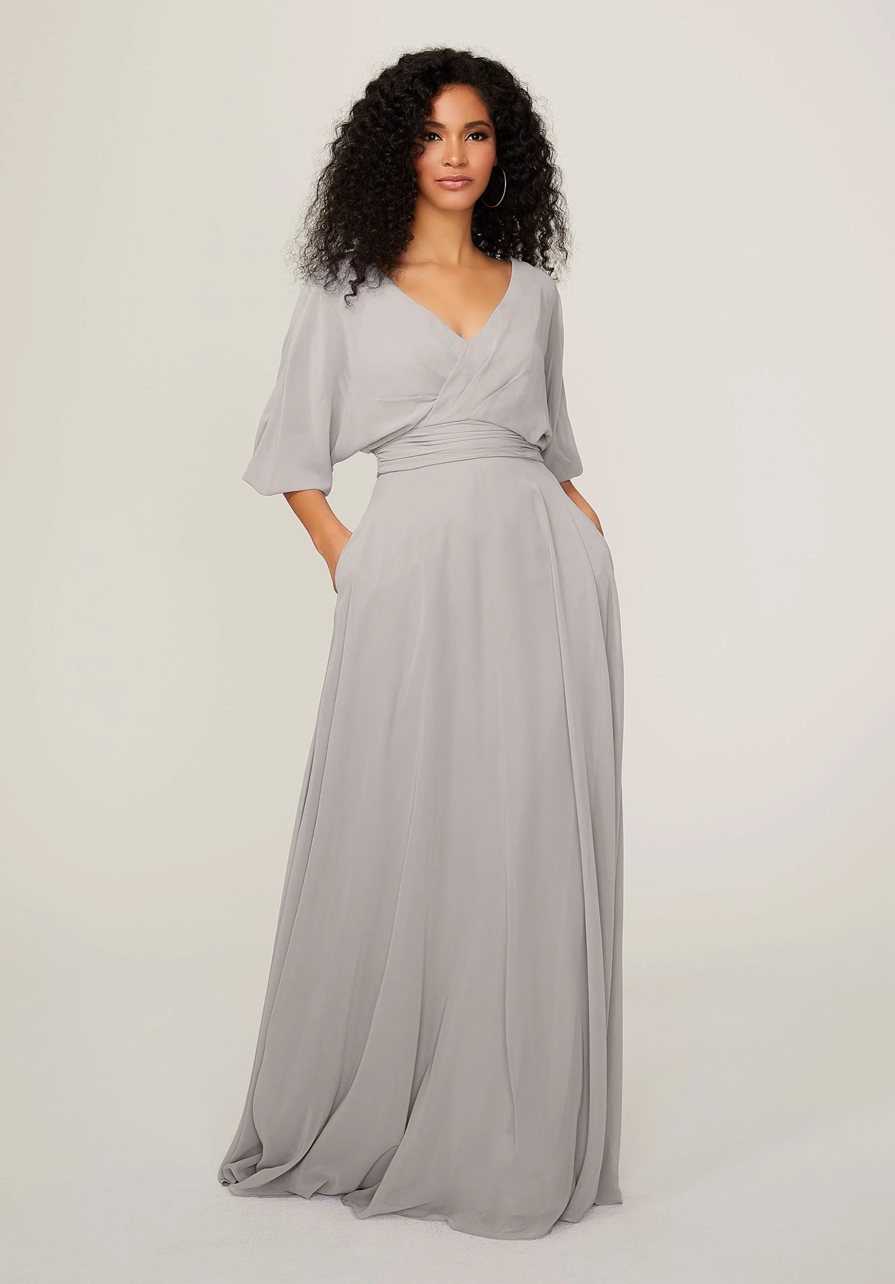 Chiffon Bridesmaid Dress with Ruched Waist - Image 43