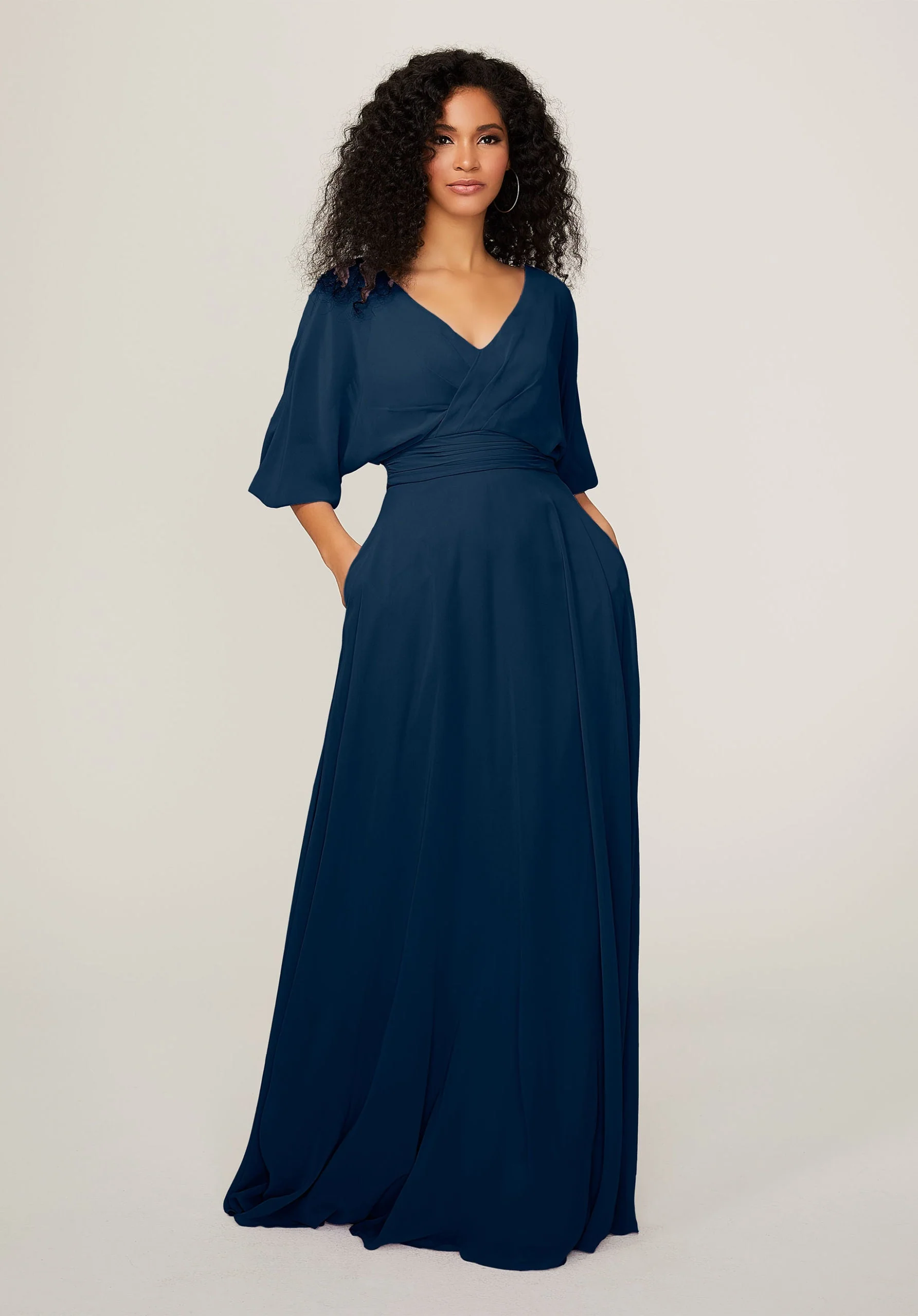 Chiffon Bridesmaid Dress with Ruched Waist - Image 47