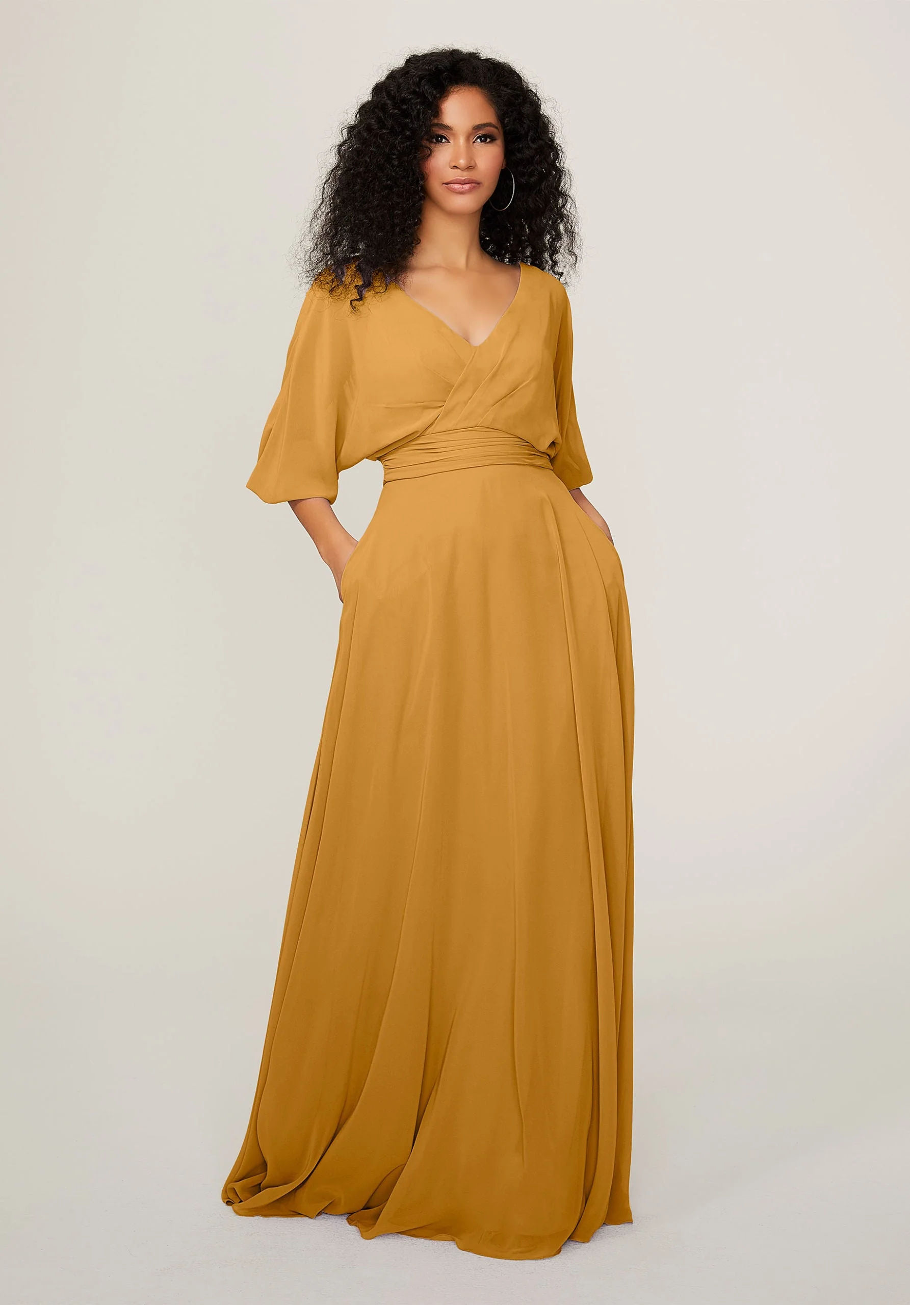 Chiffon Bridesmaid Dress with Ruched Waist - Image 49