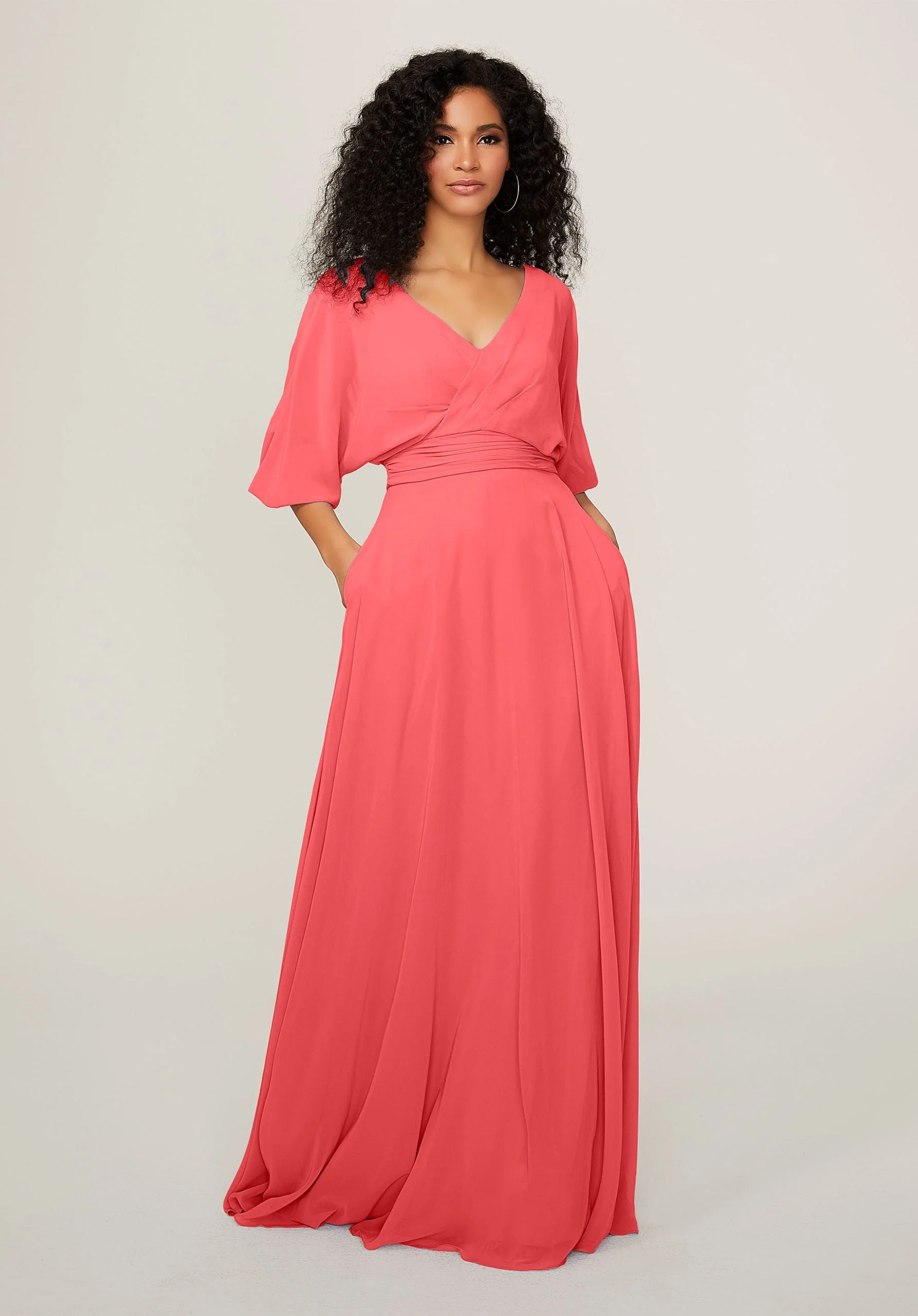 Chiffon Bridesmaid Dress with Ruched Waist - Image 52