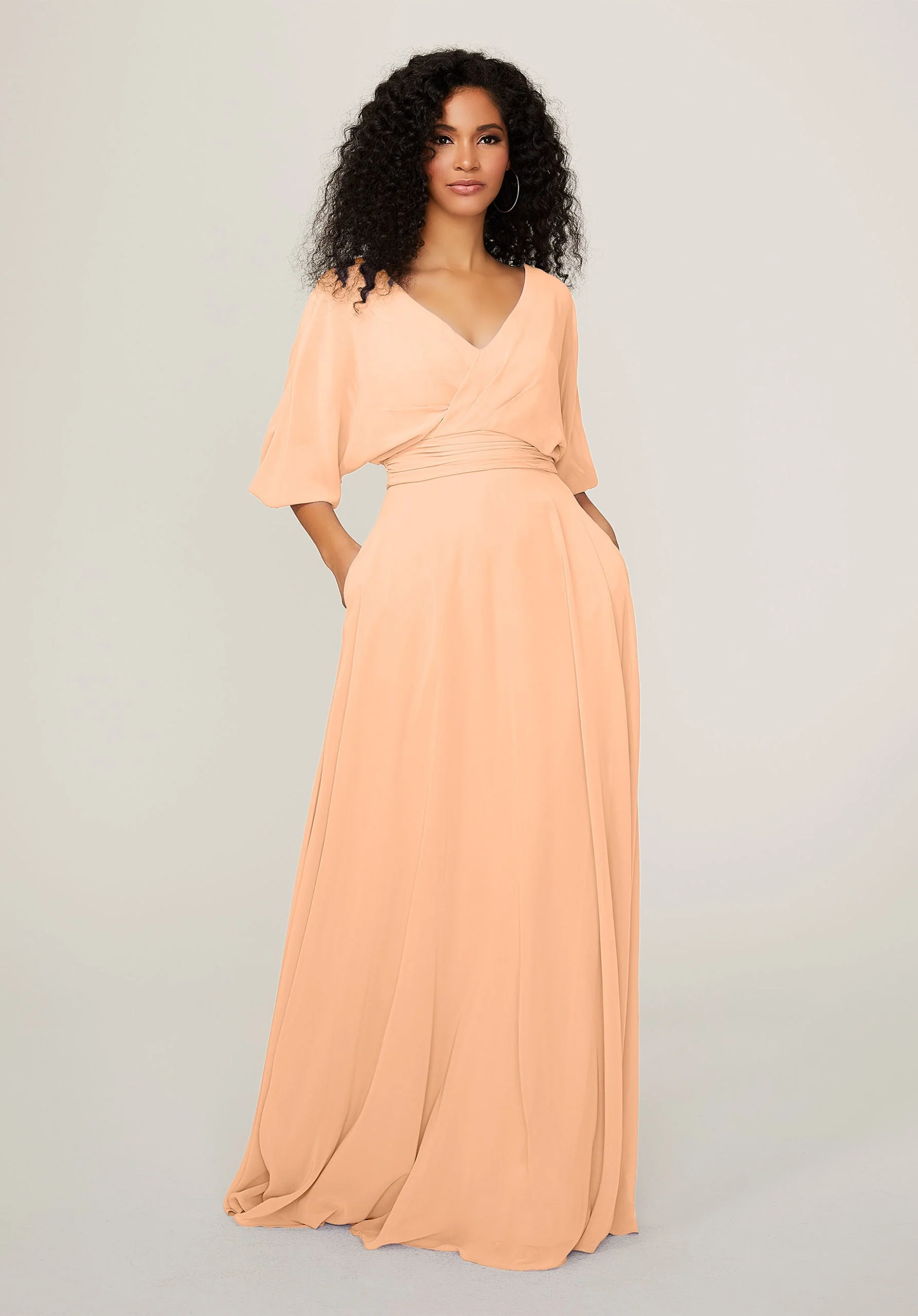 Chiffon Bridesmaid Dress with Ruched Waist - Image 53