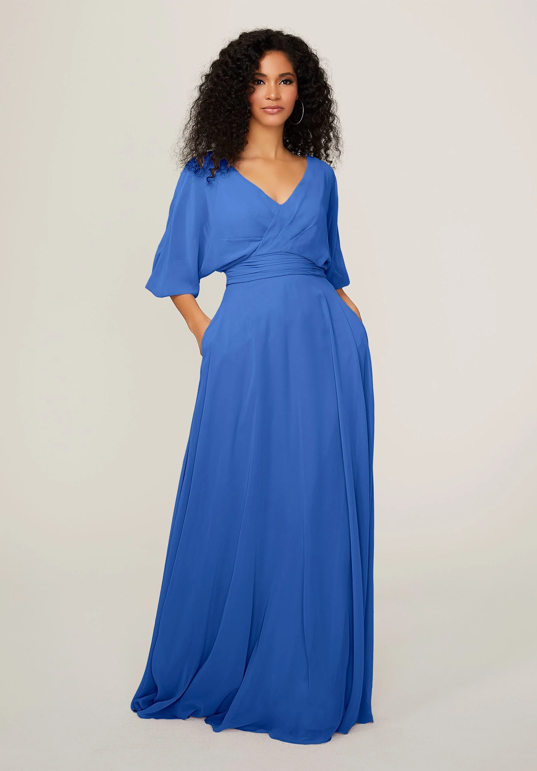 Chiffon Bridesmaid Dress with Ruched Waist - Image 54
