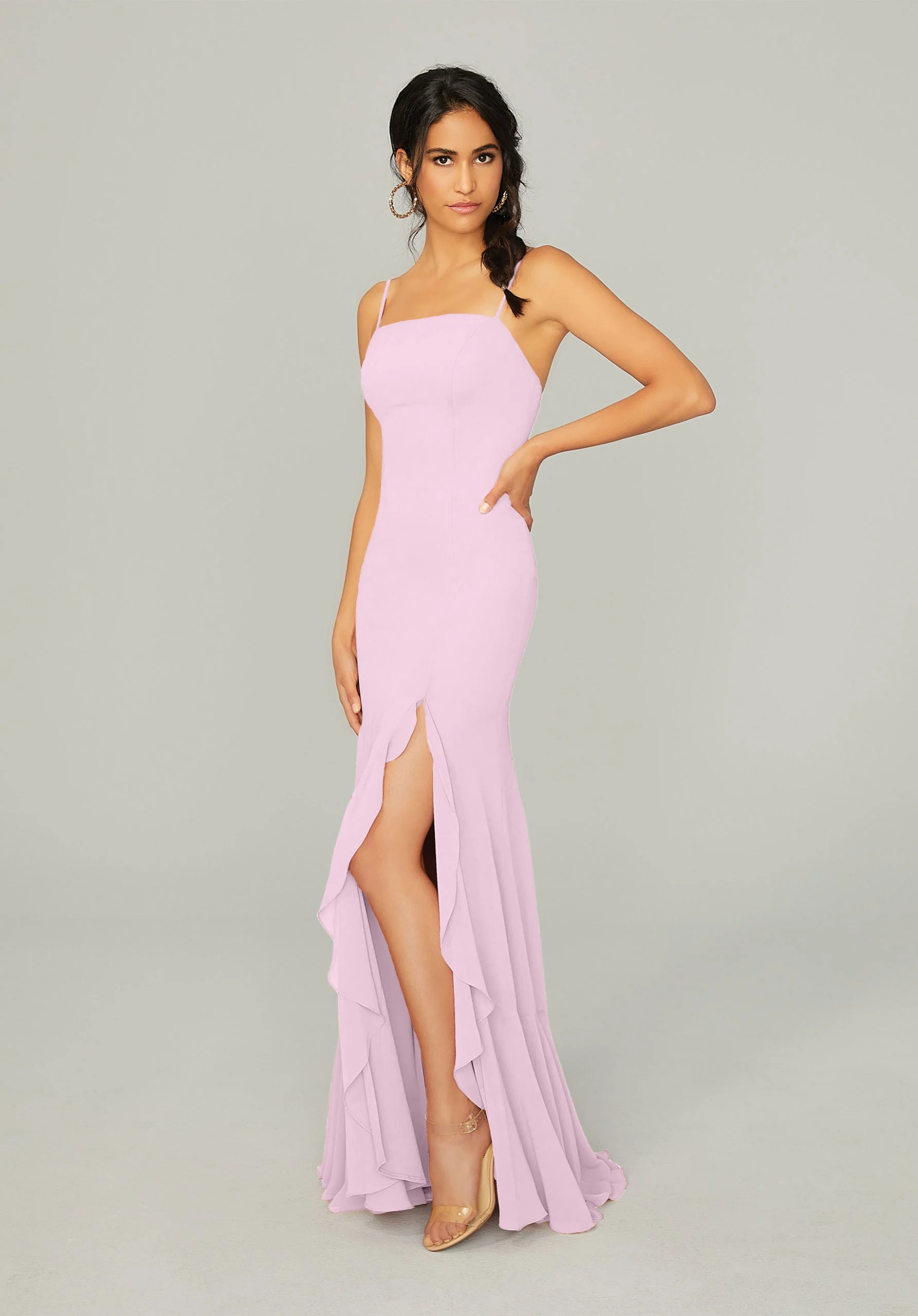 Chiffon Bridesmaid Dress with Ruffled Skirt Slit - Image 15