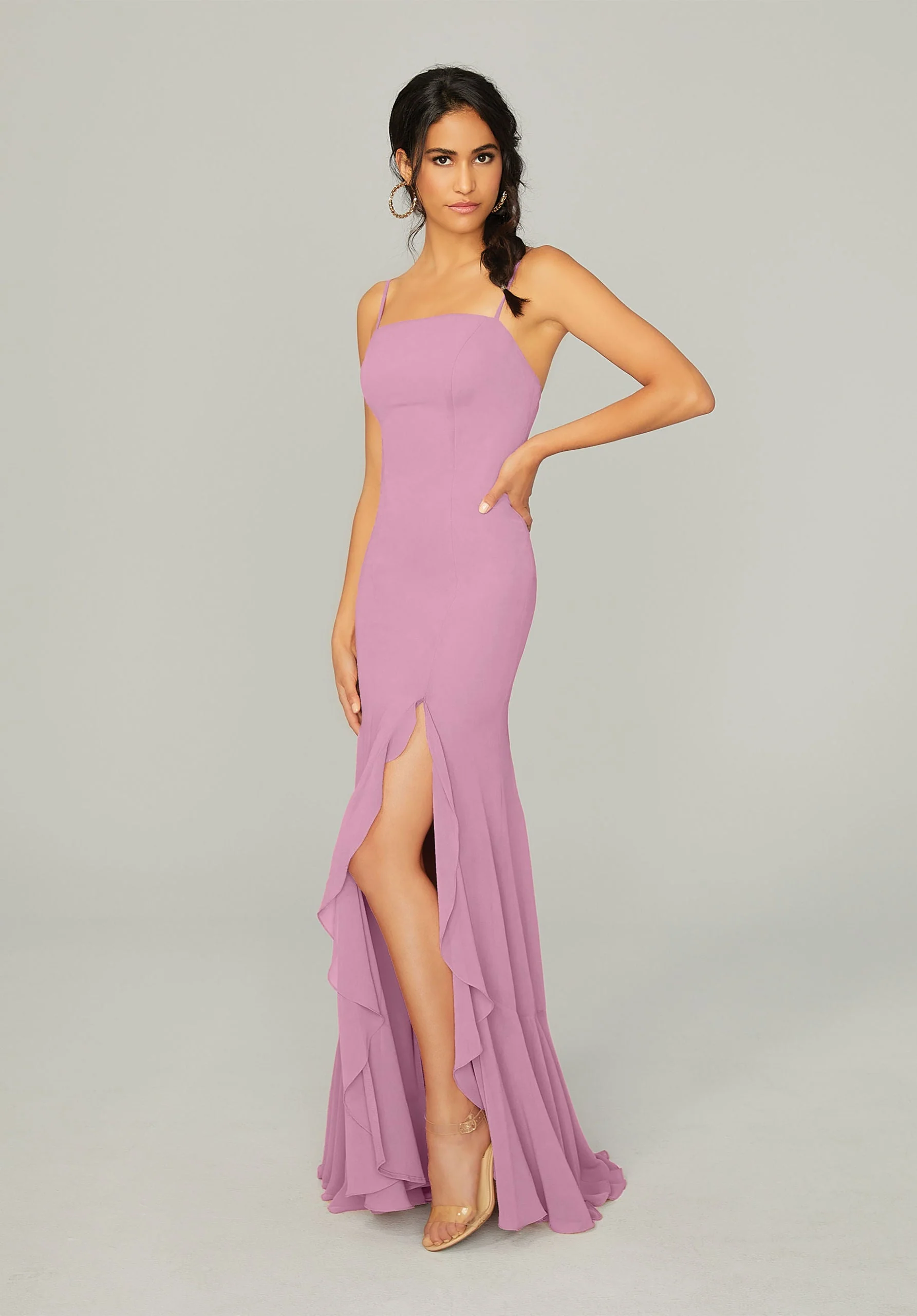 Chiffon Bridesmaid Dress with Ruffled Skirt Slit - Image 6