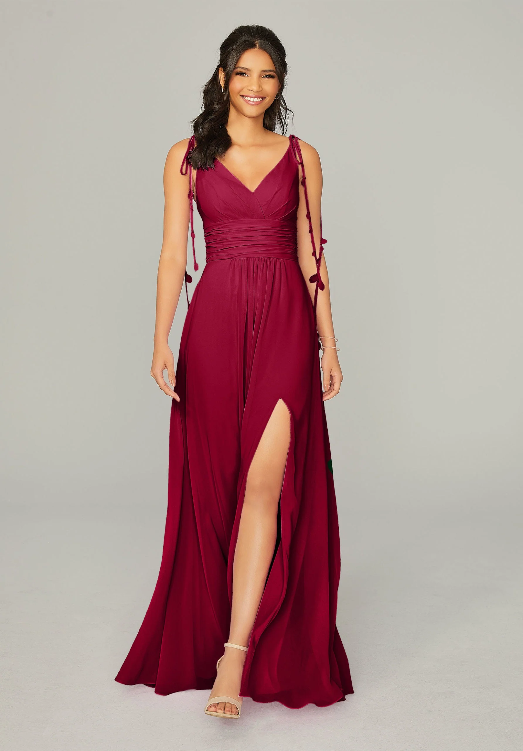 Chiffon Bridesmaid Dress with Tassel Straps - Image 22