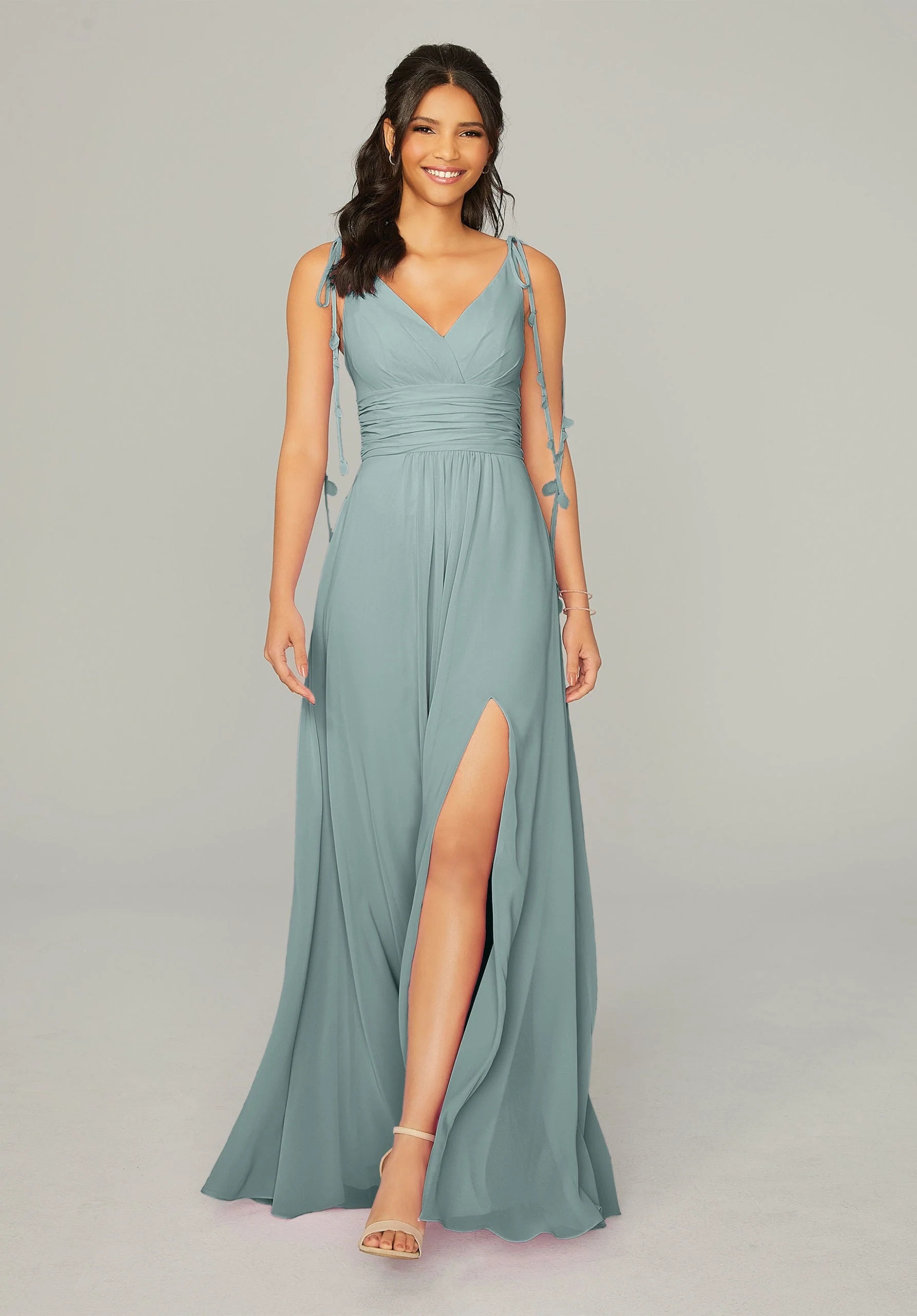 Chiffon Bridesmaid Dress with Tassel Straps - Image 24