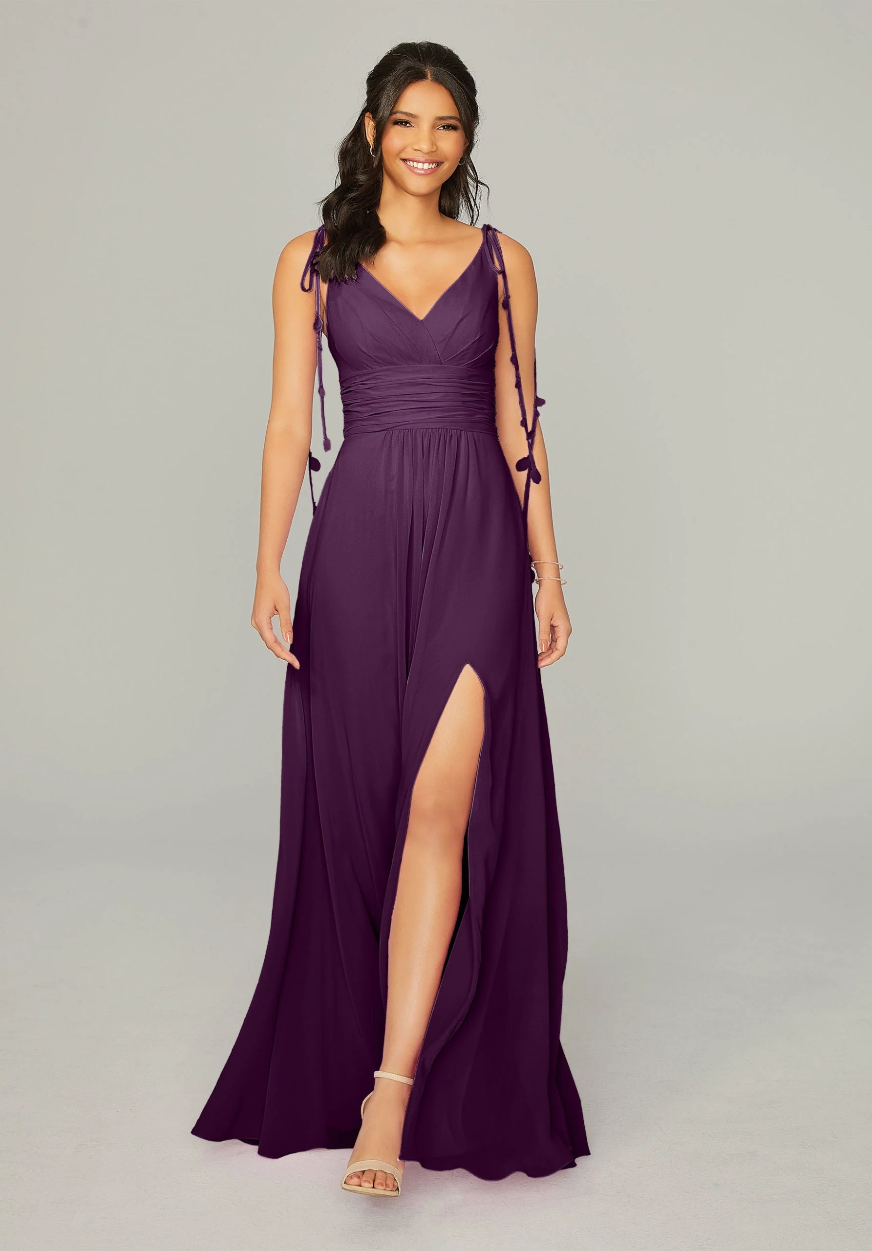 Chiffon Bridesmaid Dress with Tassel Straps - Image 28