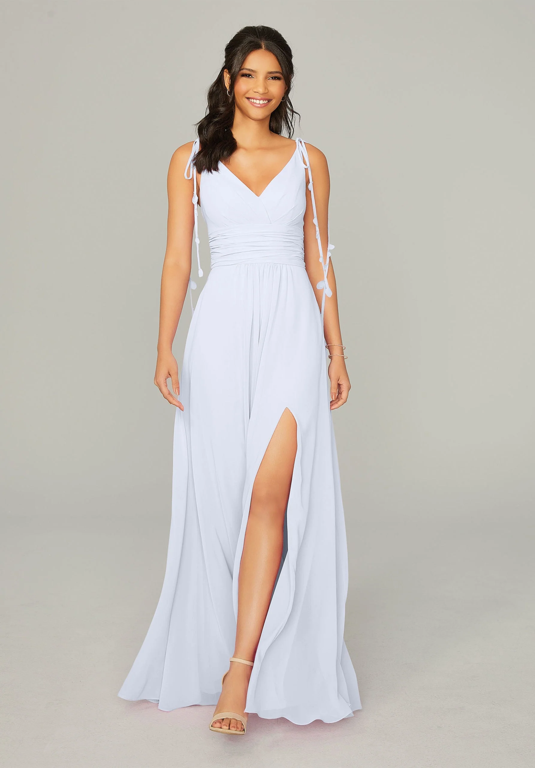 Chiffon Bridesmaid Dress with Tassel Straps - Image 31
